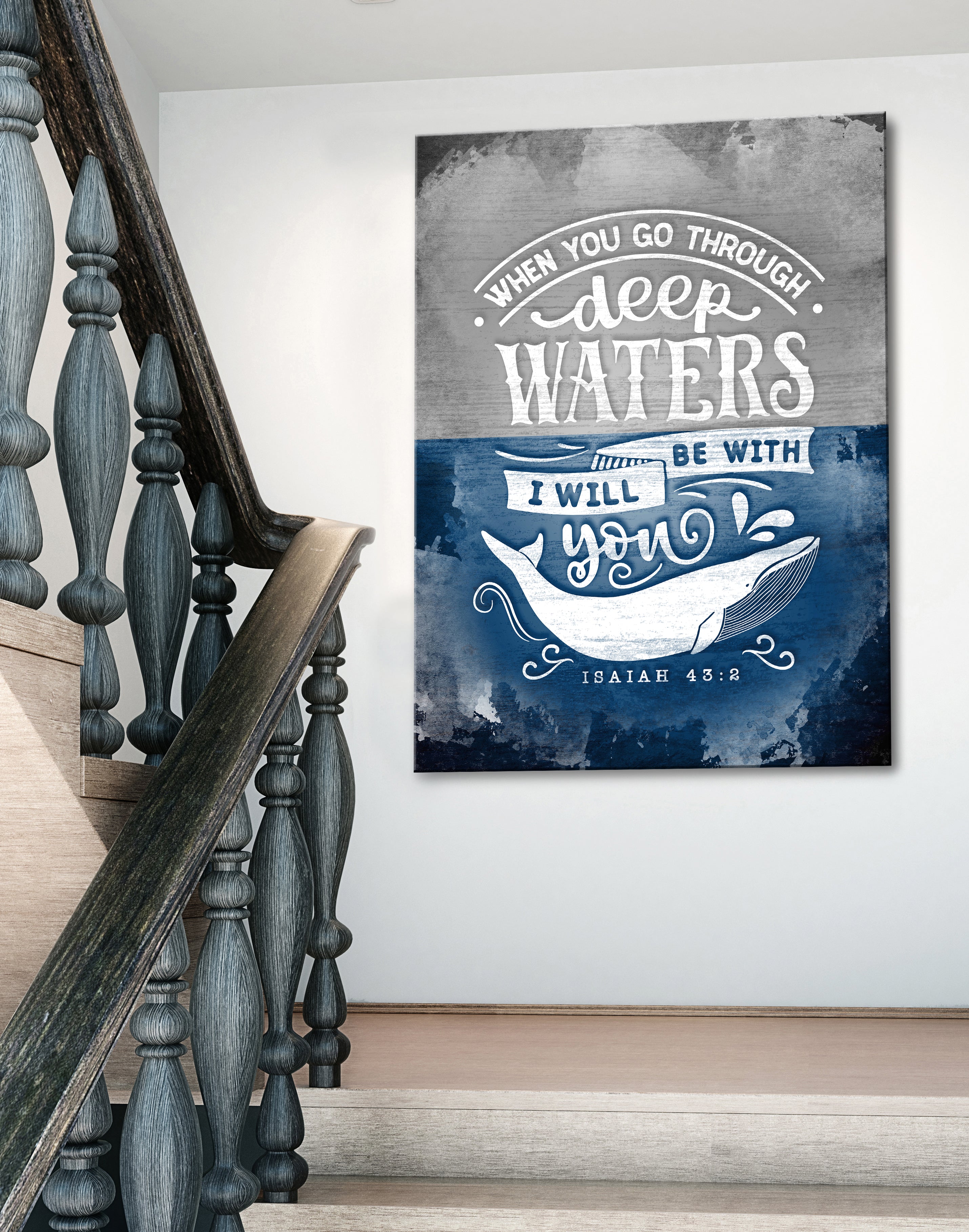 Exclusive Christian Wall Art: 'When You Go Through Deep Waters' - Wood Frame, Ready to Hang, Buy 2 Save 20%