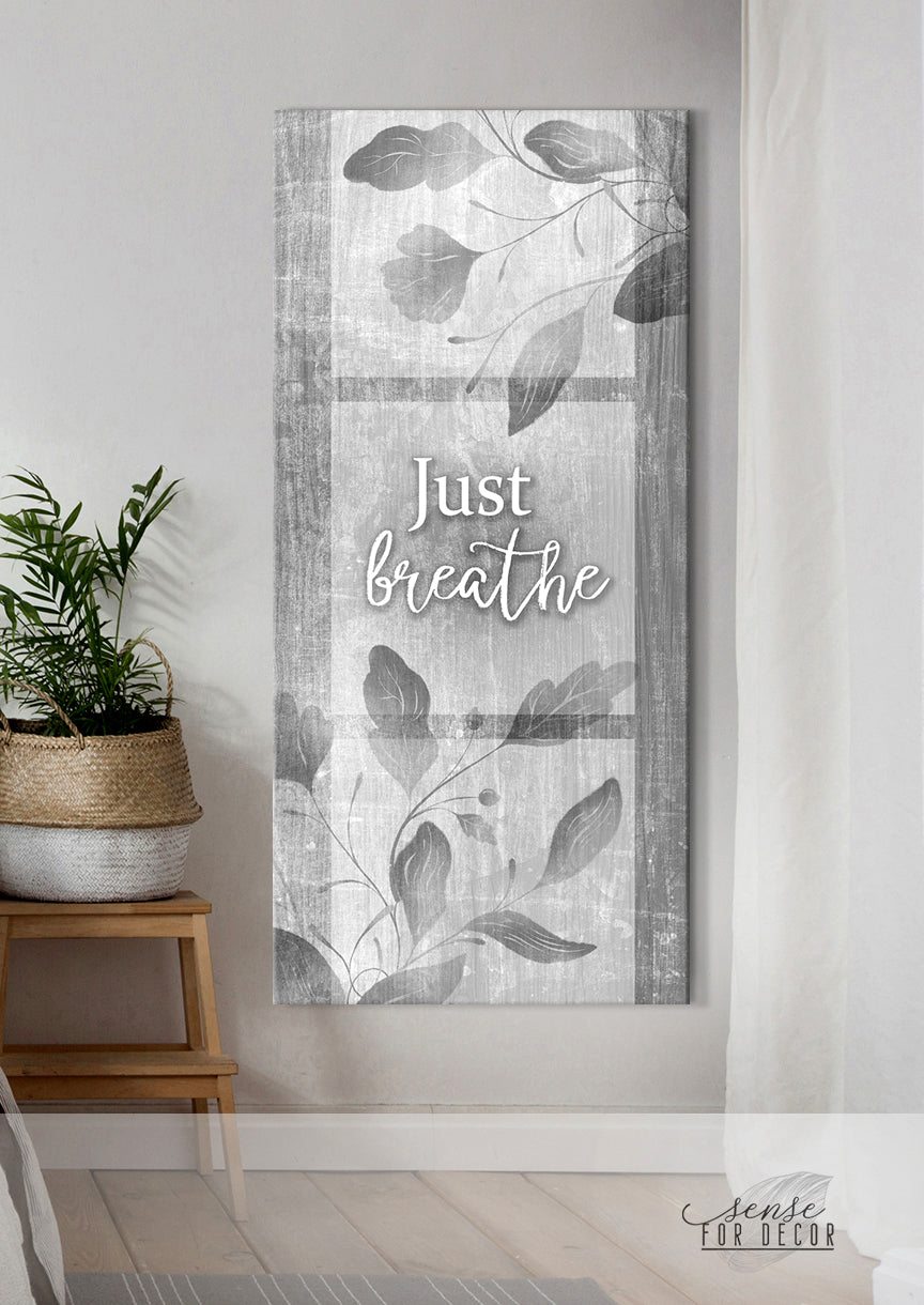 Ready-To-Hang Wood Frame Home Wall Art: Just Breathe V20