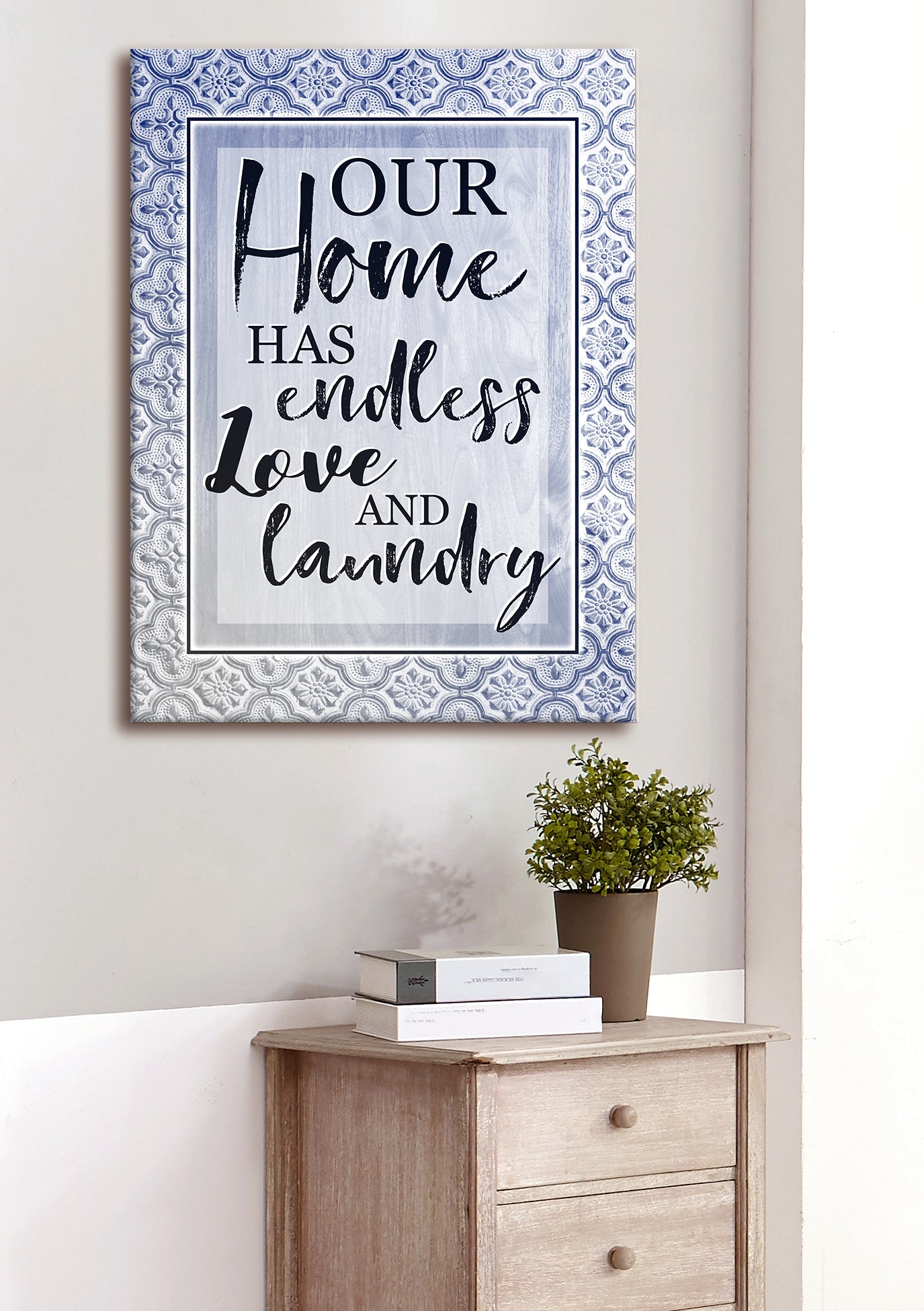 Special Offer! High - quality Wood - framed Home Wall Art: Our Home Has Endless Love And Laundry, Ready To Hang