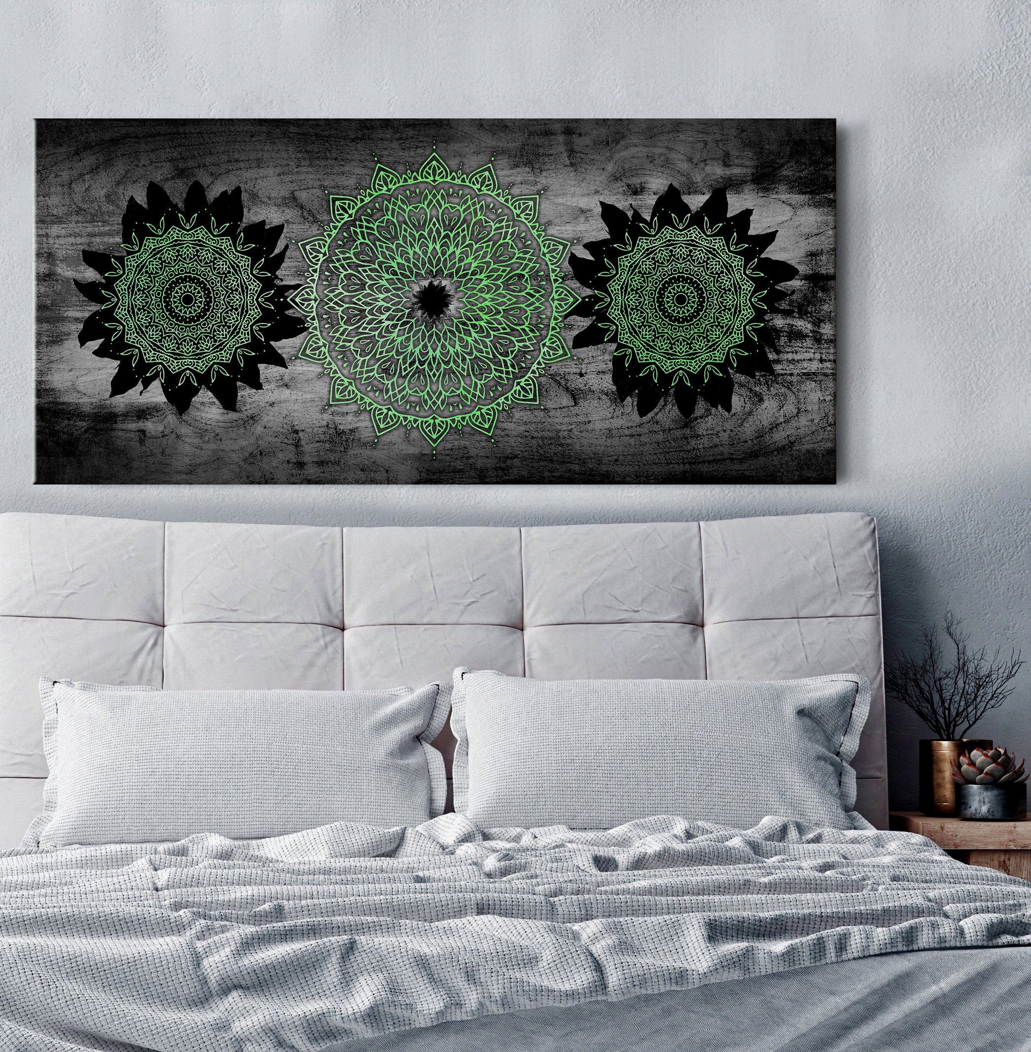 Boho Mandala Sunflowers Wall Art with Wood Frame - Ready to Hang! Buy 2 Save 20%
