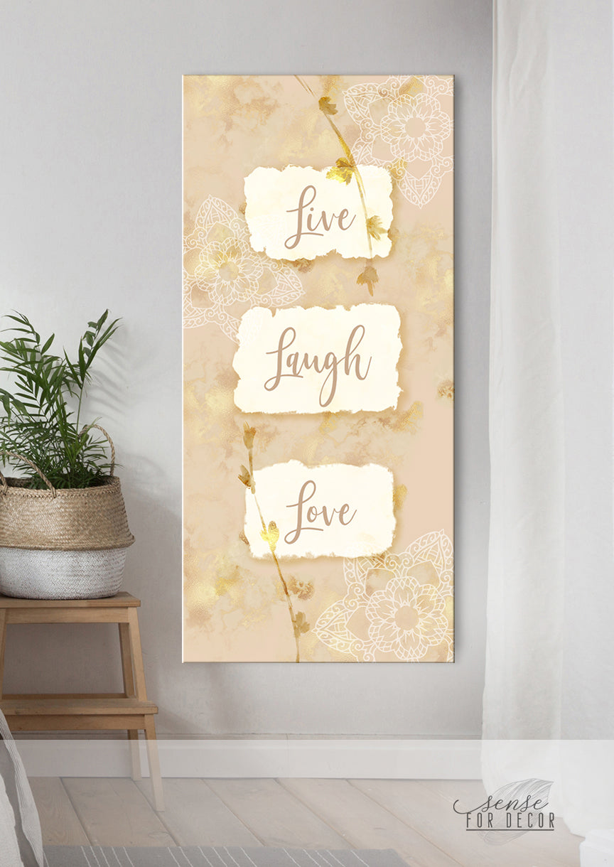 Exclusive Offer! High - Quality Christian Wall Art 'Live Love Laugh V4' with Wood Frame, Ready to Hang