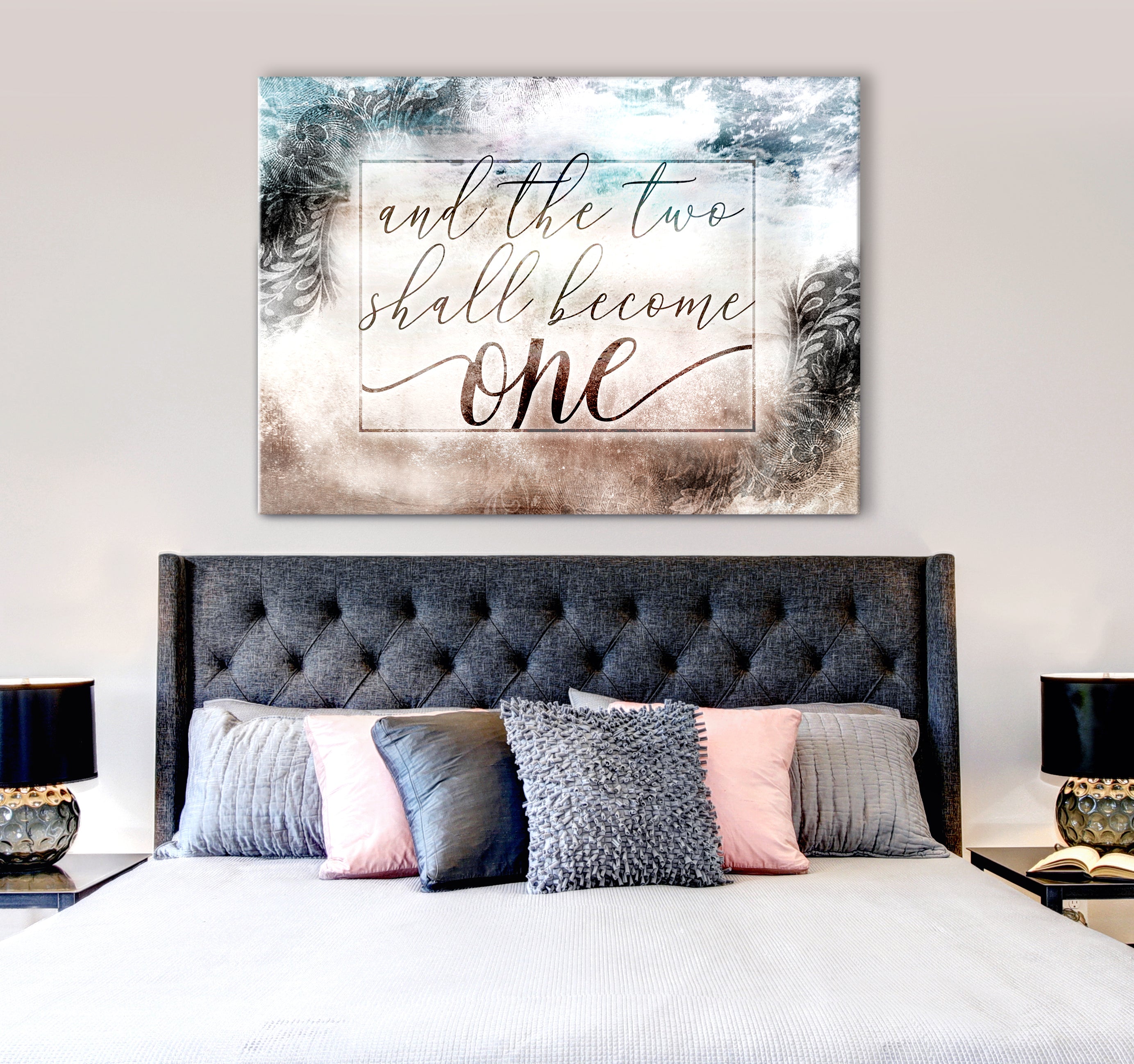 Exclusive! Couples Wall Art: 'Two Shall Become One' V3 (Ready-to-Hang Wood Frame)