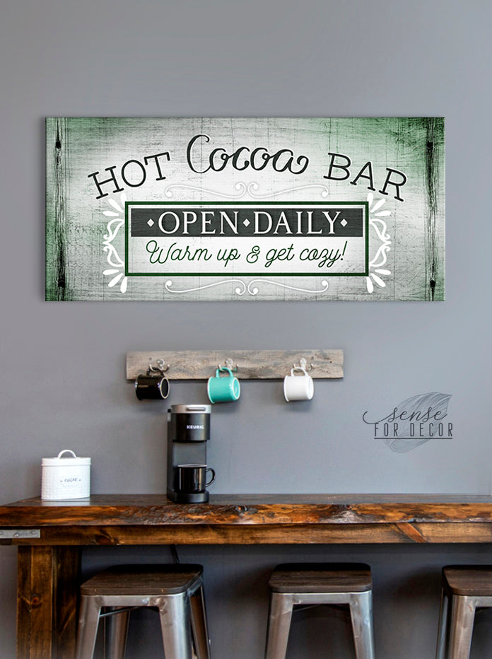 Hot Cocoa Bar Coffee Wall Art: Wood Frame, Ready to Hang - Buy 2, Save 20%