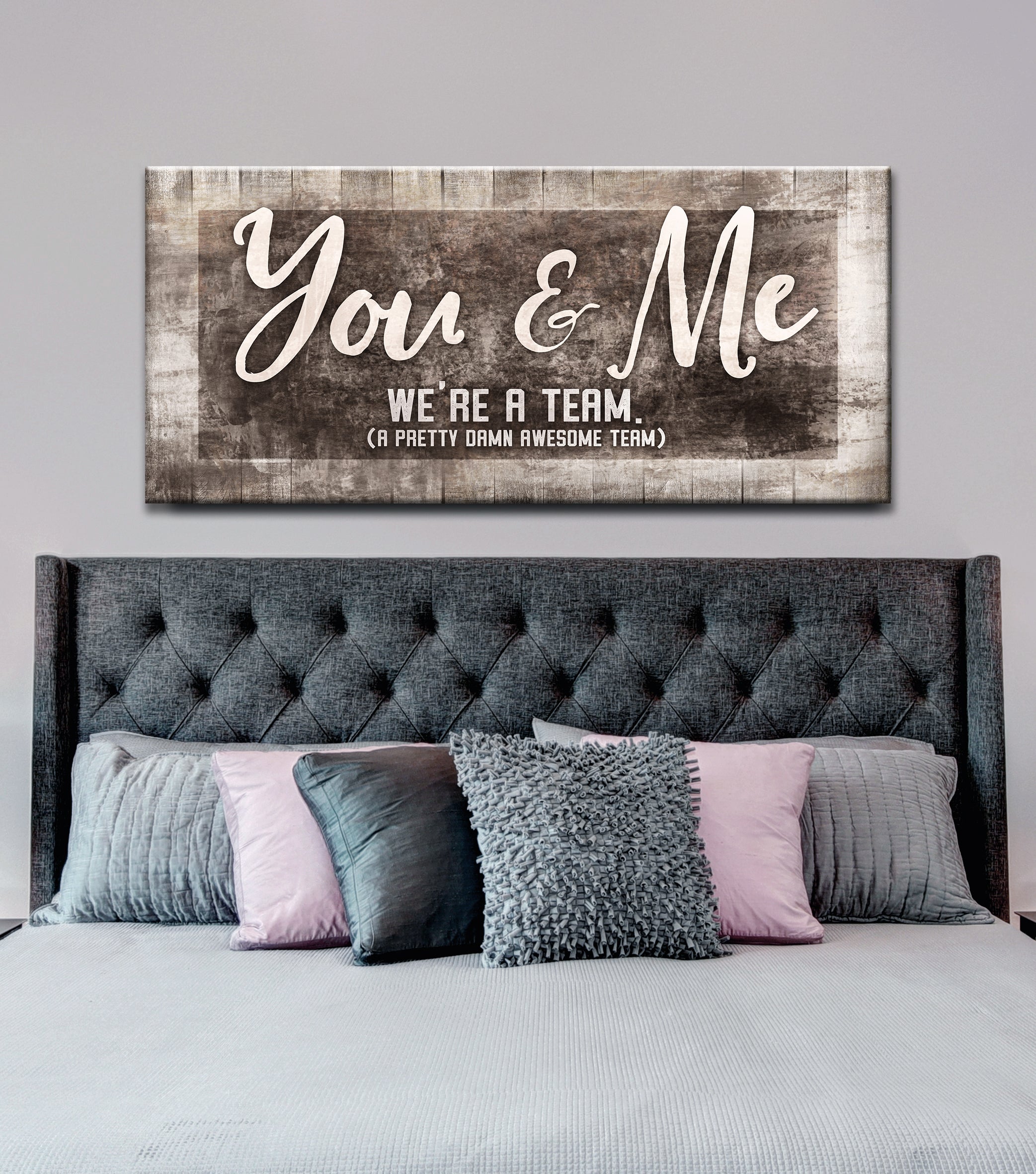 High - Quality Couples Wall Art: 'You & Me, A Perfect Team' with Wood Frame, Ready to Hang