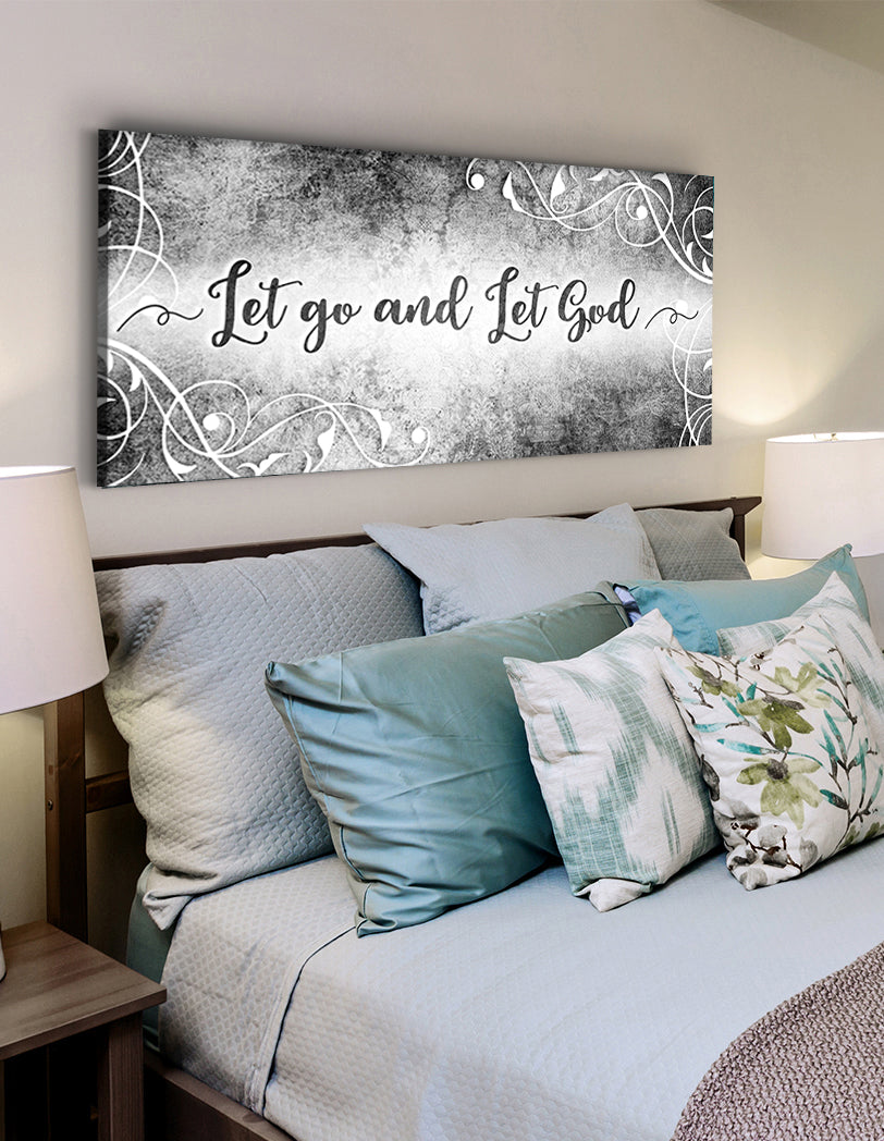 High - Quality Christian Wood - Framed Wall Art: Let Go And Let God (Ready To Hang)