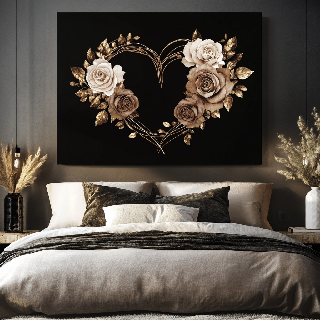 Hot Deal: Golden Heart Bouquet V3 Home Wall Art