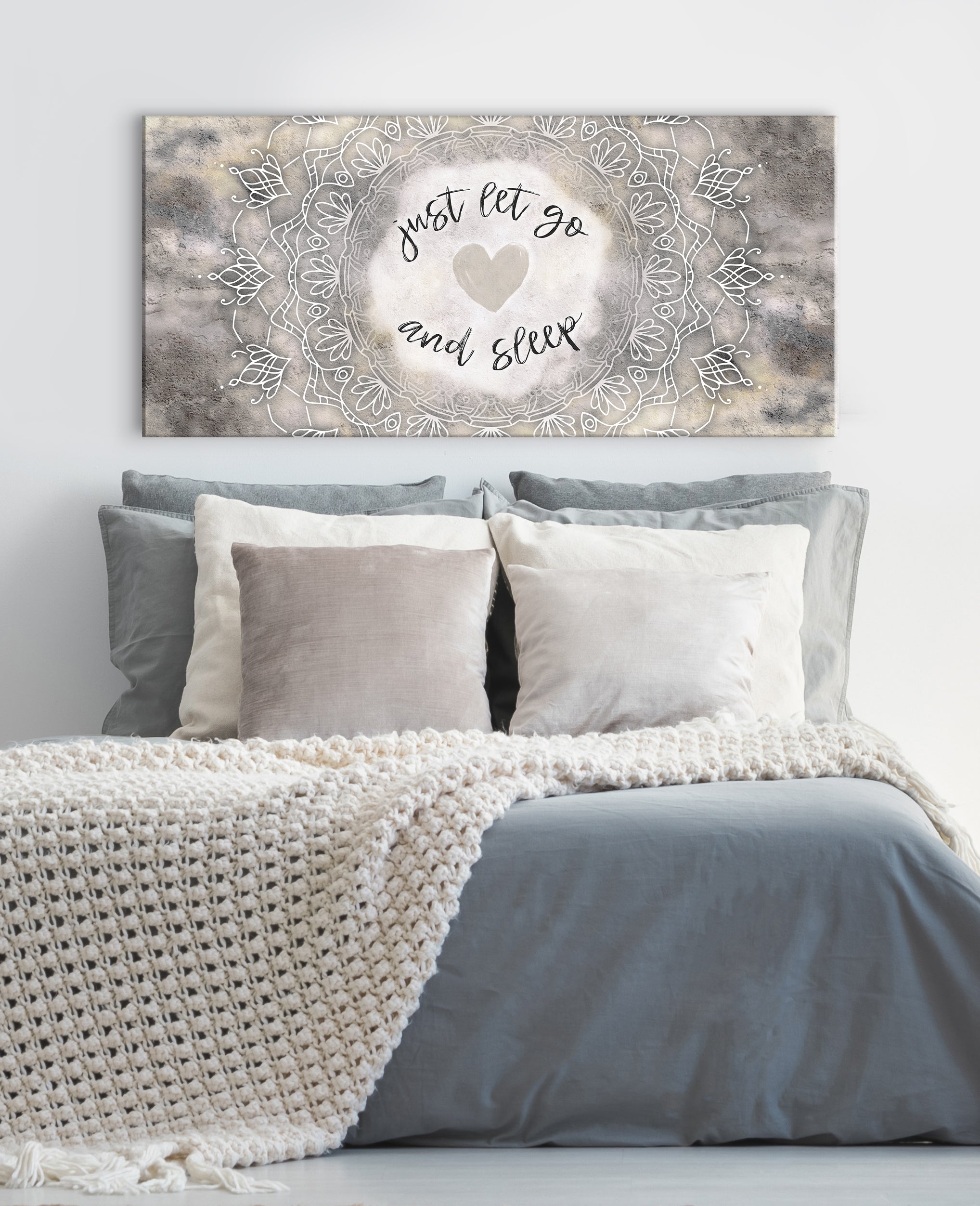 Boho Wall Art 'Just Let Go and Sleep' - Wood Frame, Ready to Hang! Buy 2, Save 20%