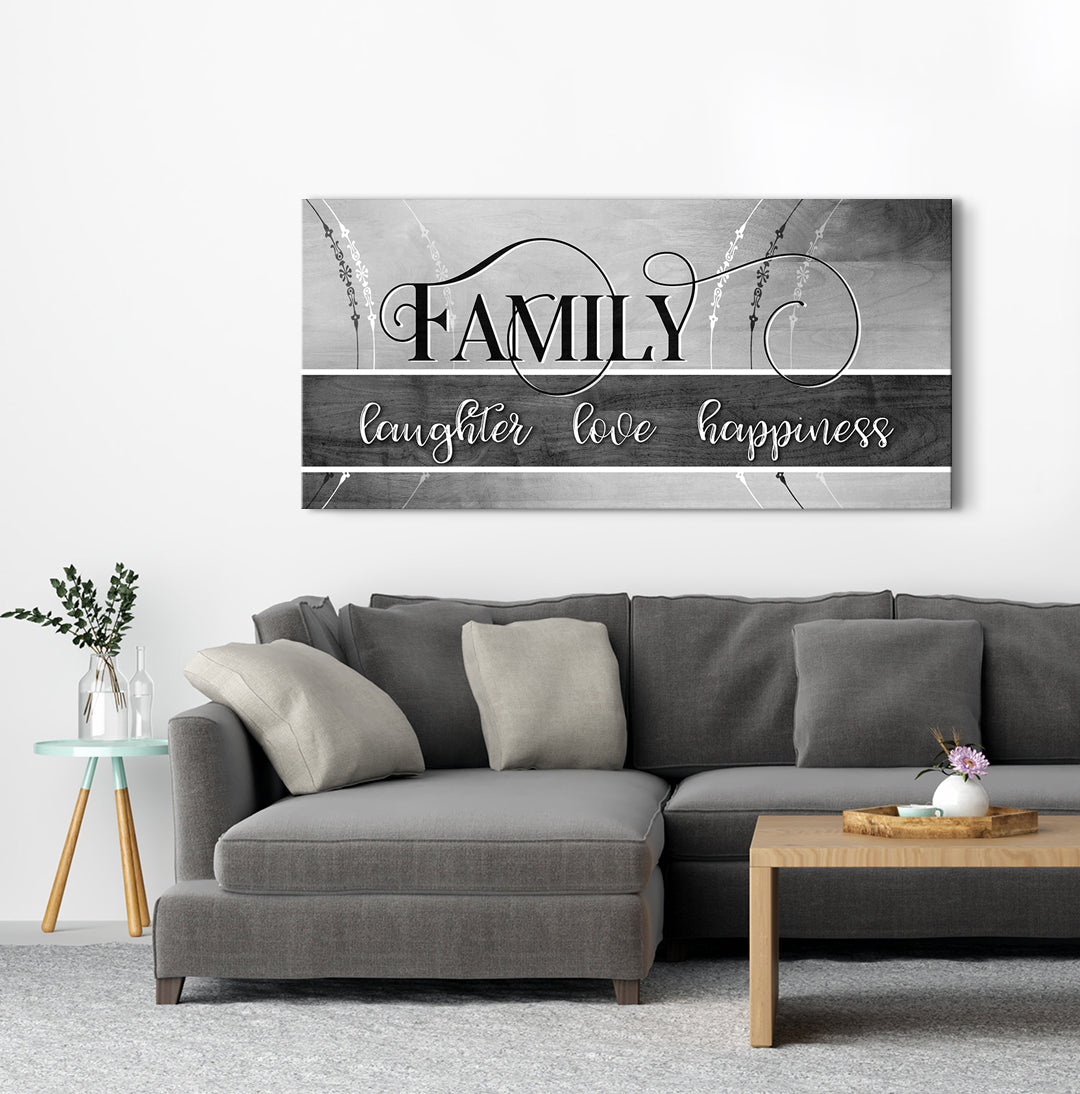 Exclusive Family Wall Art: Family Laughter, Love & Happiness - Wood Frame, Ready To Hang! Buy 2 Save 20%