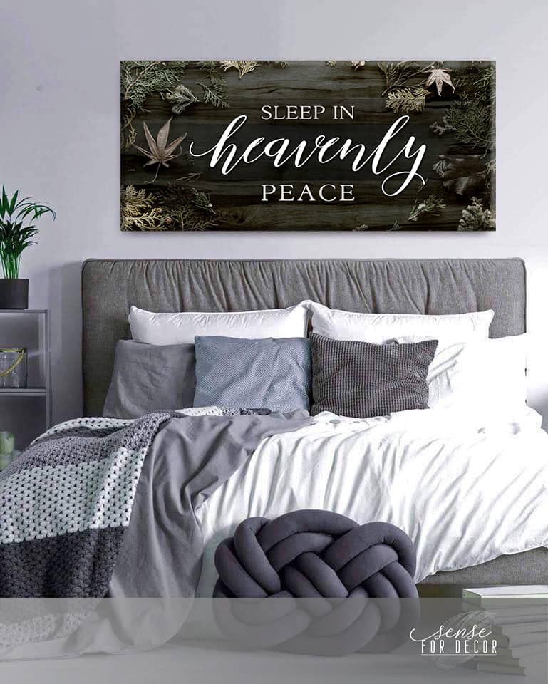 Exclusive Bedroom Wall Art: Sleep Peacefully (Wood Frame, Ready To Hang)