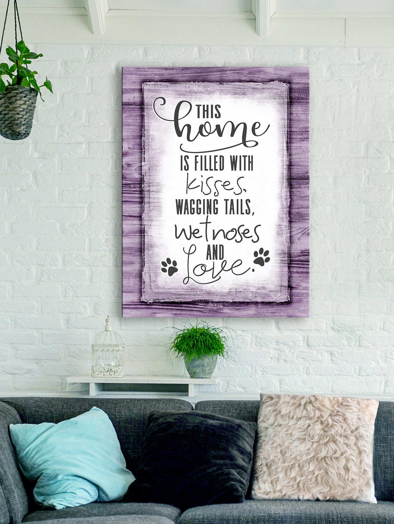 Ready - to - Hang Wood - Framed Pet Wall Art: 'This Home Is Filled With Kisses' V2