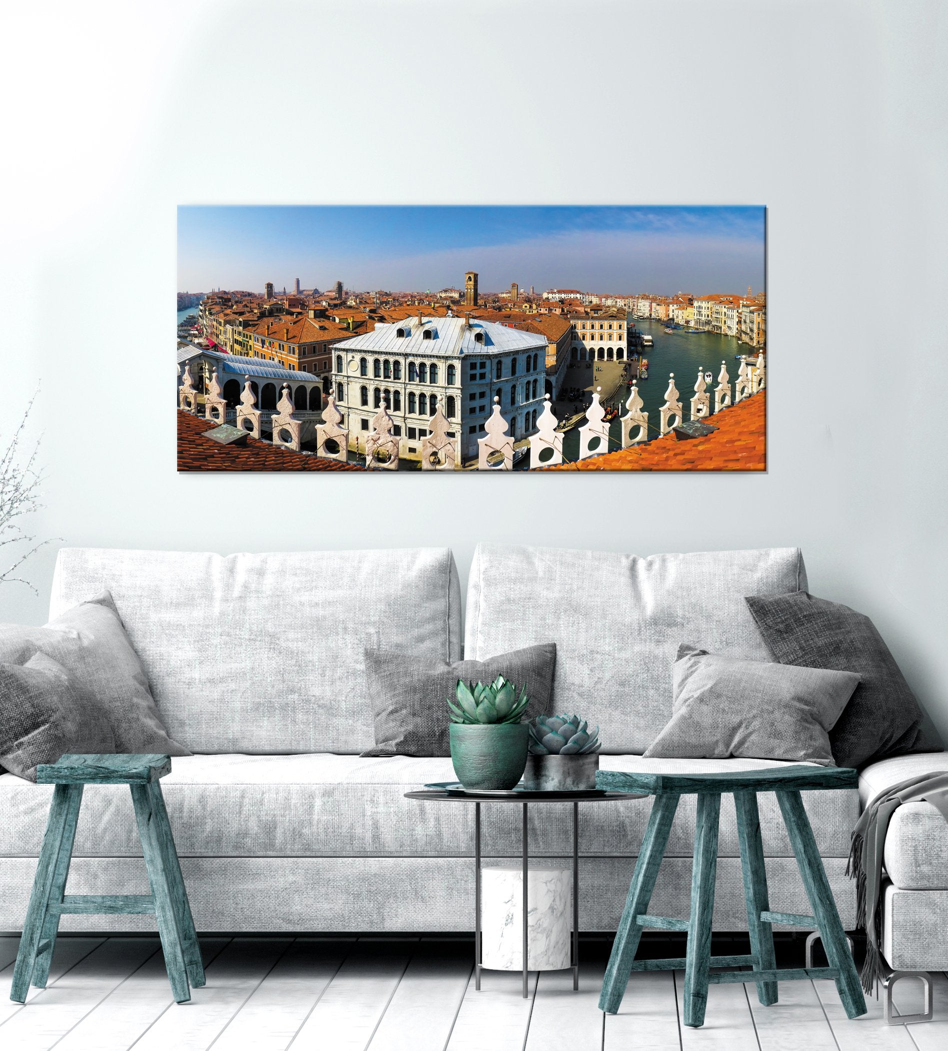 Hot! Rooftop City Wall Art with Wood Frame, Ready to Hang