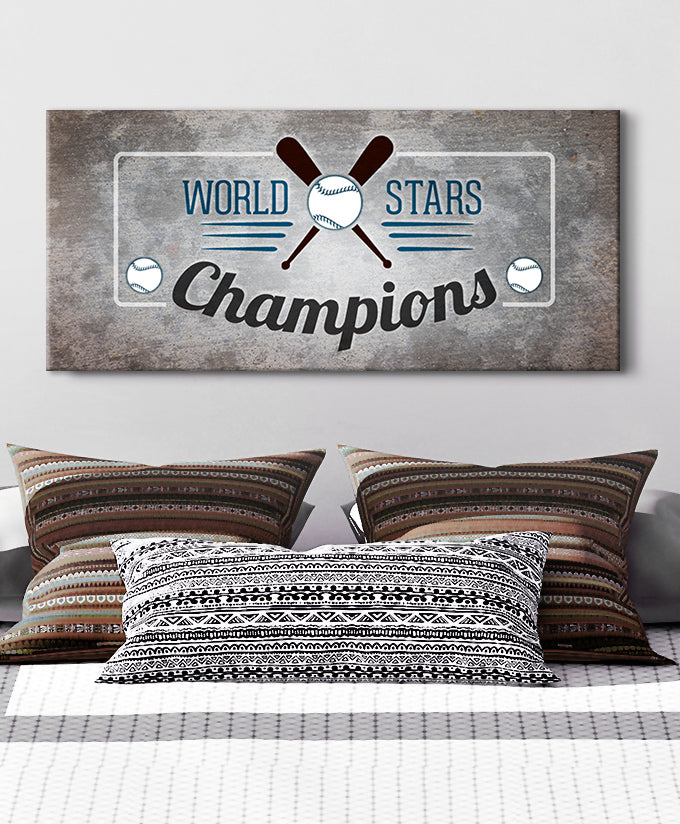 High - quality Teen Baseball World Stars Wall Art with Wood Frame, Ready to Hang