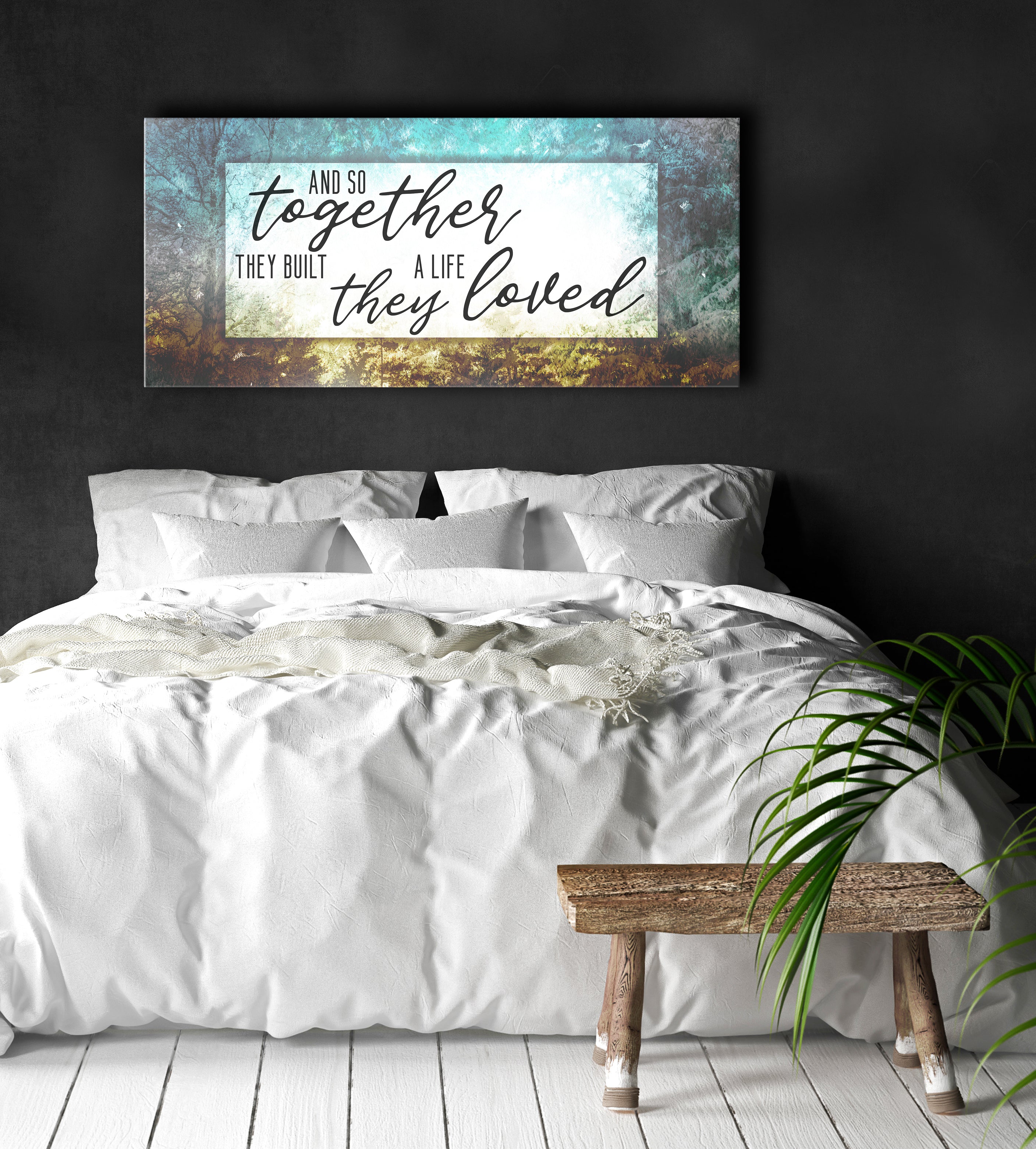 Exclusive Couples Wall Art - 'Together They Build A Life They Loved' V4 with Wood Frame (Ready to Hang)