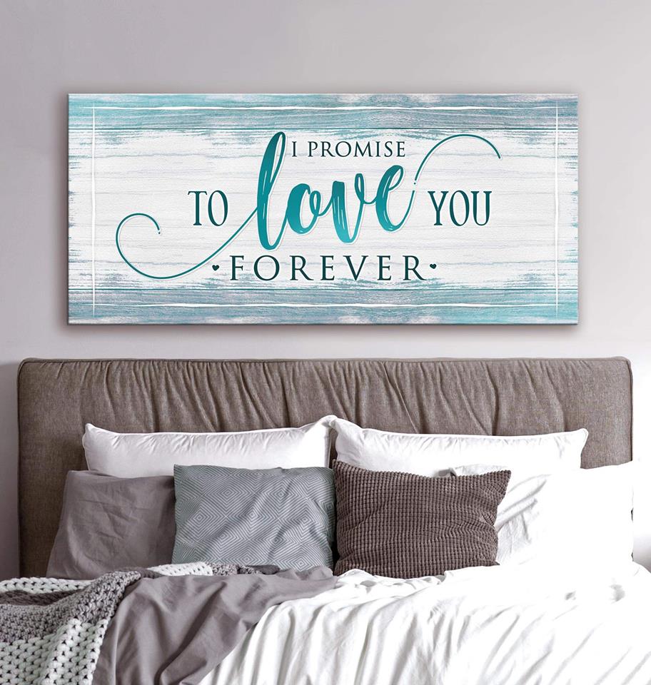 Hot! Couples Wall Art - 'I Promise To Love You Forever' (Wood Frame, Ready To Hang)