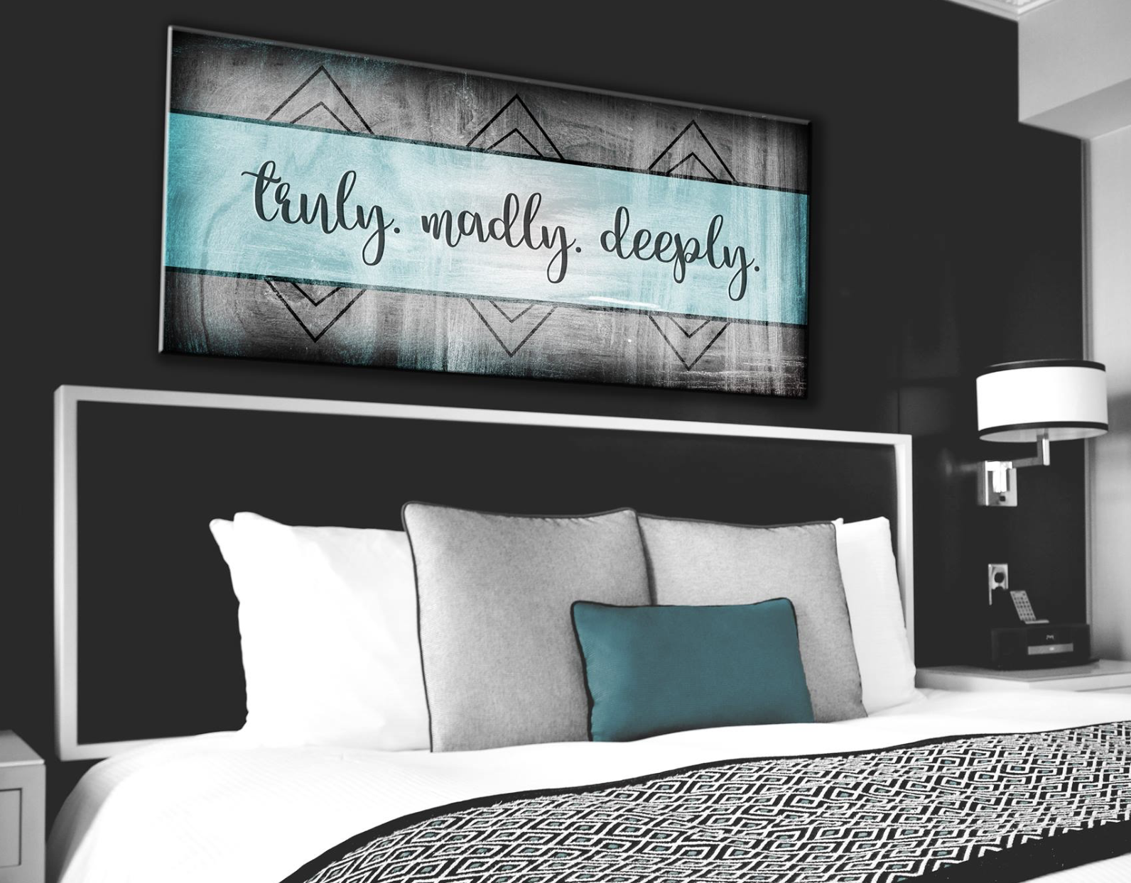 Hot Deal! Bedroom Wall Art - Truly, Madly, Deeply Love Canvas in 2 Sizes with Wood Frame (Ready to Hang)