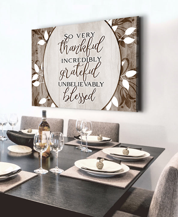 High - Quality Christian Wall Art: 'So Very Thankful' V18 with Wood Frame for Easy Hanging