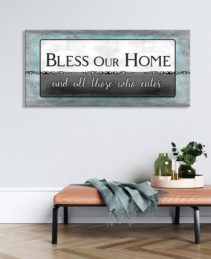 Exclusive Offer! High - Quality Wood - Framed 'Bless Our Home V7' Wall Art Ready To Hang