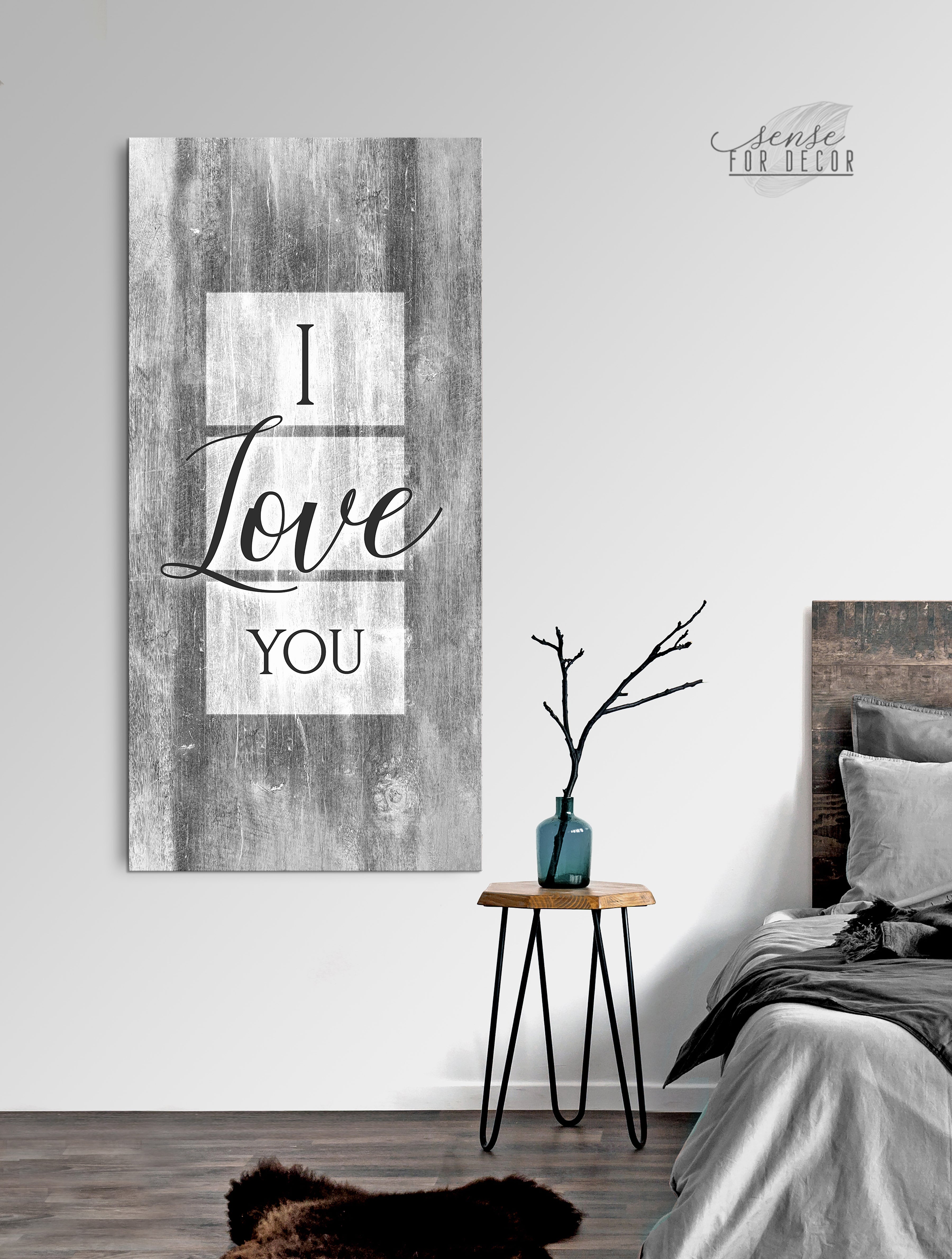 High - Quality Wood - Framed 'I Love You' Couples Wall Art Ready To Hang