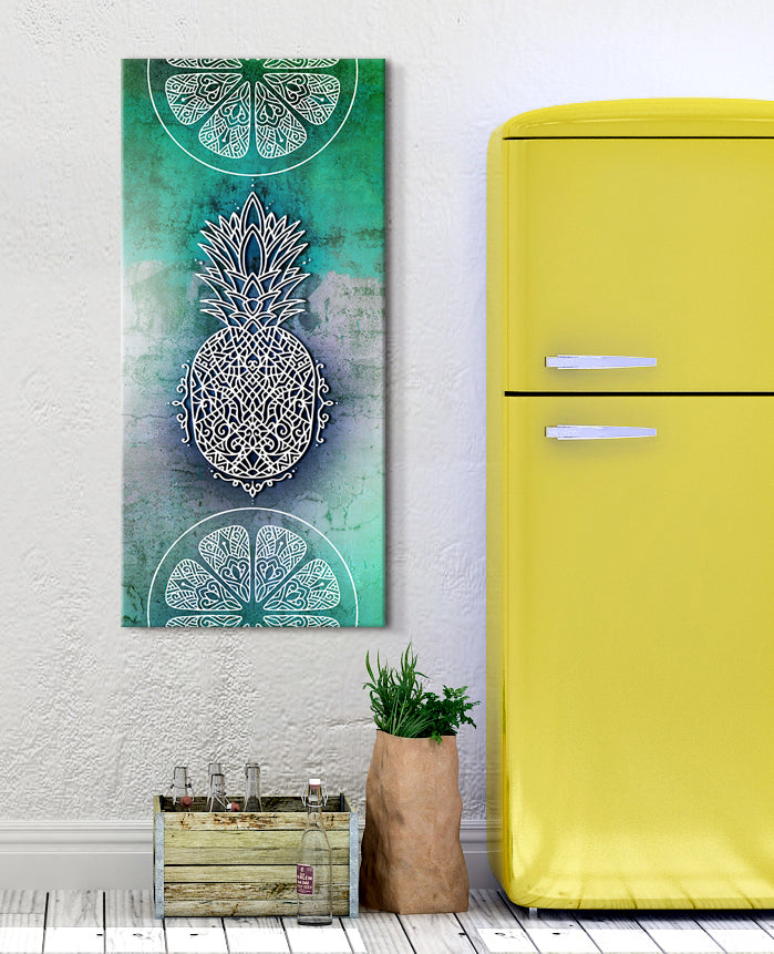 High - quality Boho Pineapple Wall Art with Wood Frame, Ready to Hang for Home Decor
