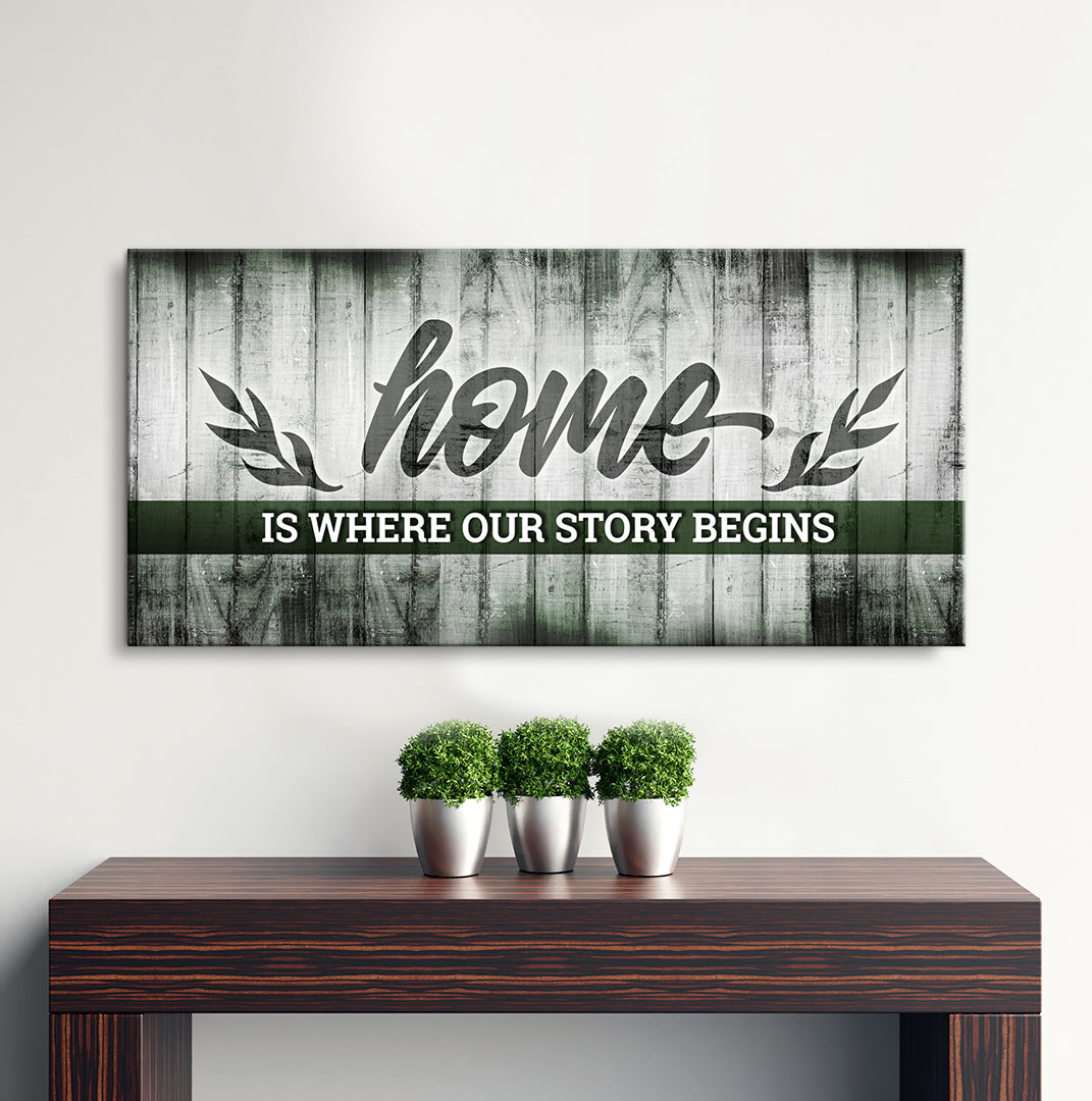 Exclusive! Home Wall Art - 'Home is Where our Story Begins V4' (Wood Frame, Ready to Hang)