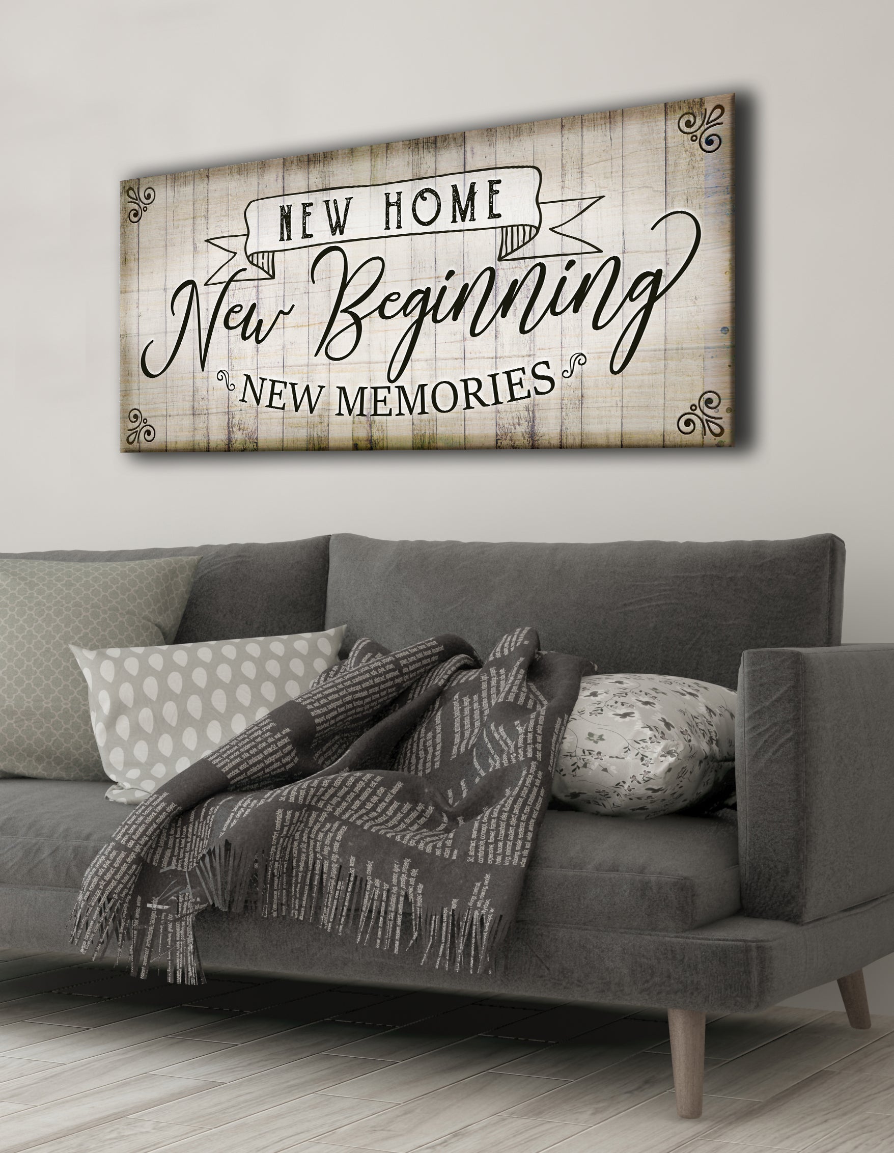 New Home New Beginning V2 Wall Art with Wood Frame - Ready to Hang! Buy 2 Save 20%