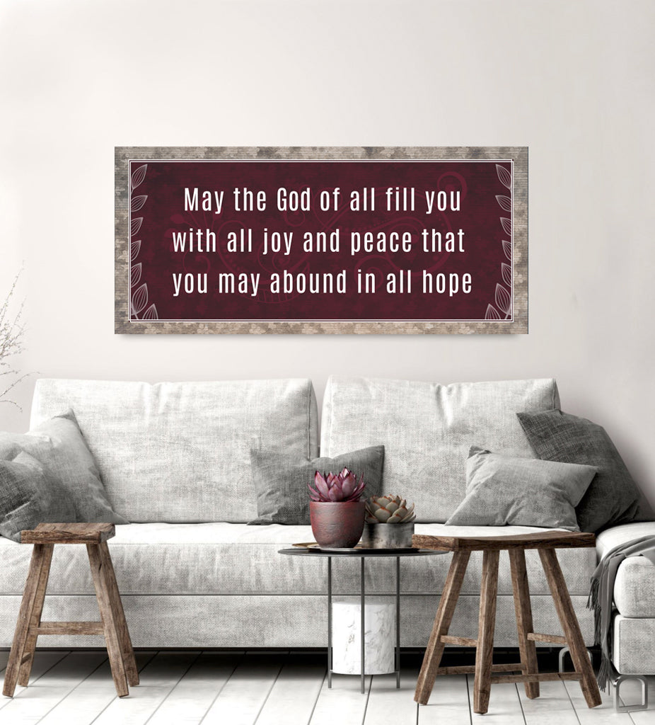 Exclusive Christian Wall Art - 'May The God All Fill You' with Wood Frame, Ready to Hang, Buy 2 Save 20%