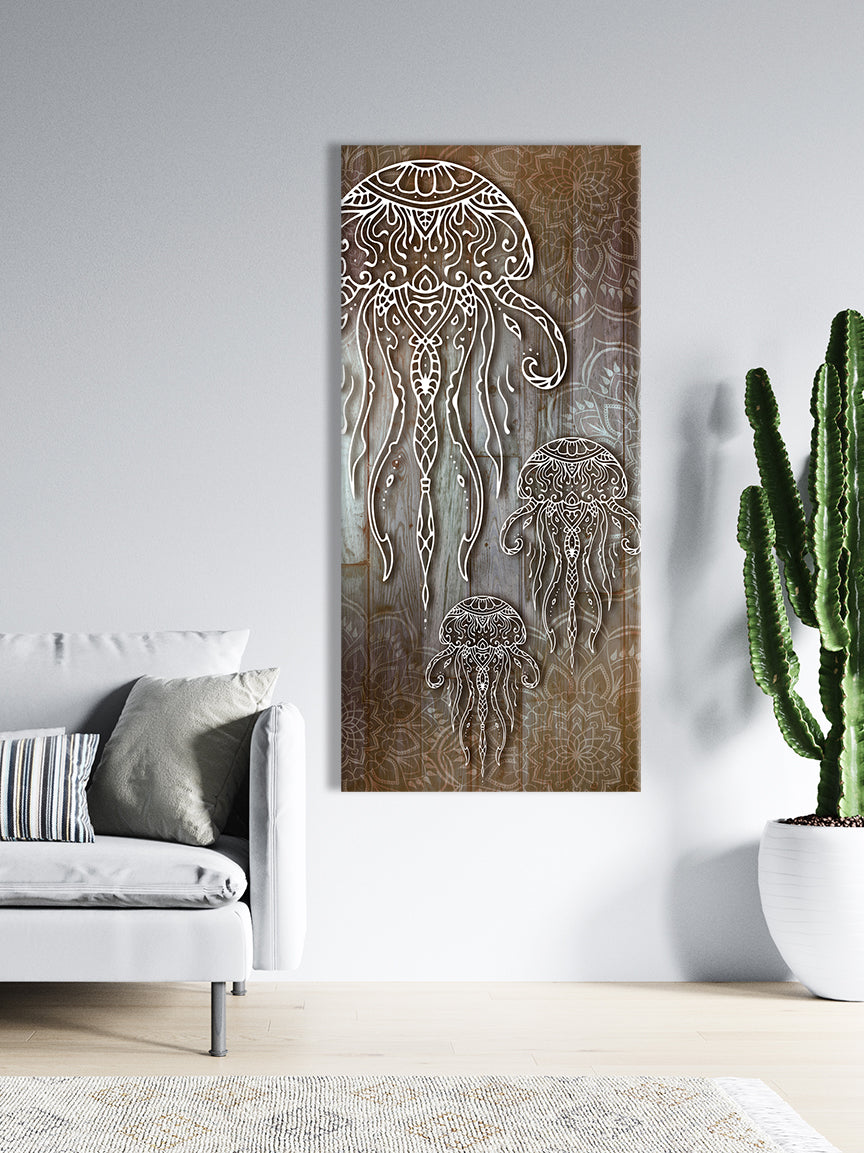 Boho Jellyfish Home Wall Art: Wood Frame, Ready to Hang - Buy 2, Save 20%