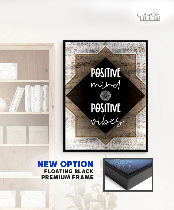 Exclusive Inspire Wall Art: Positive Mind, Positive Vibes with Wood Frame - Ready to Hang! Buy 2, Save 20%