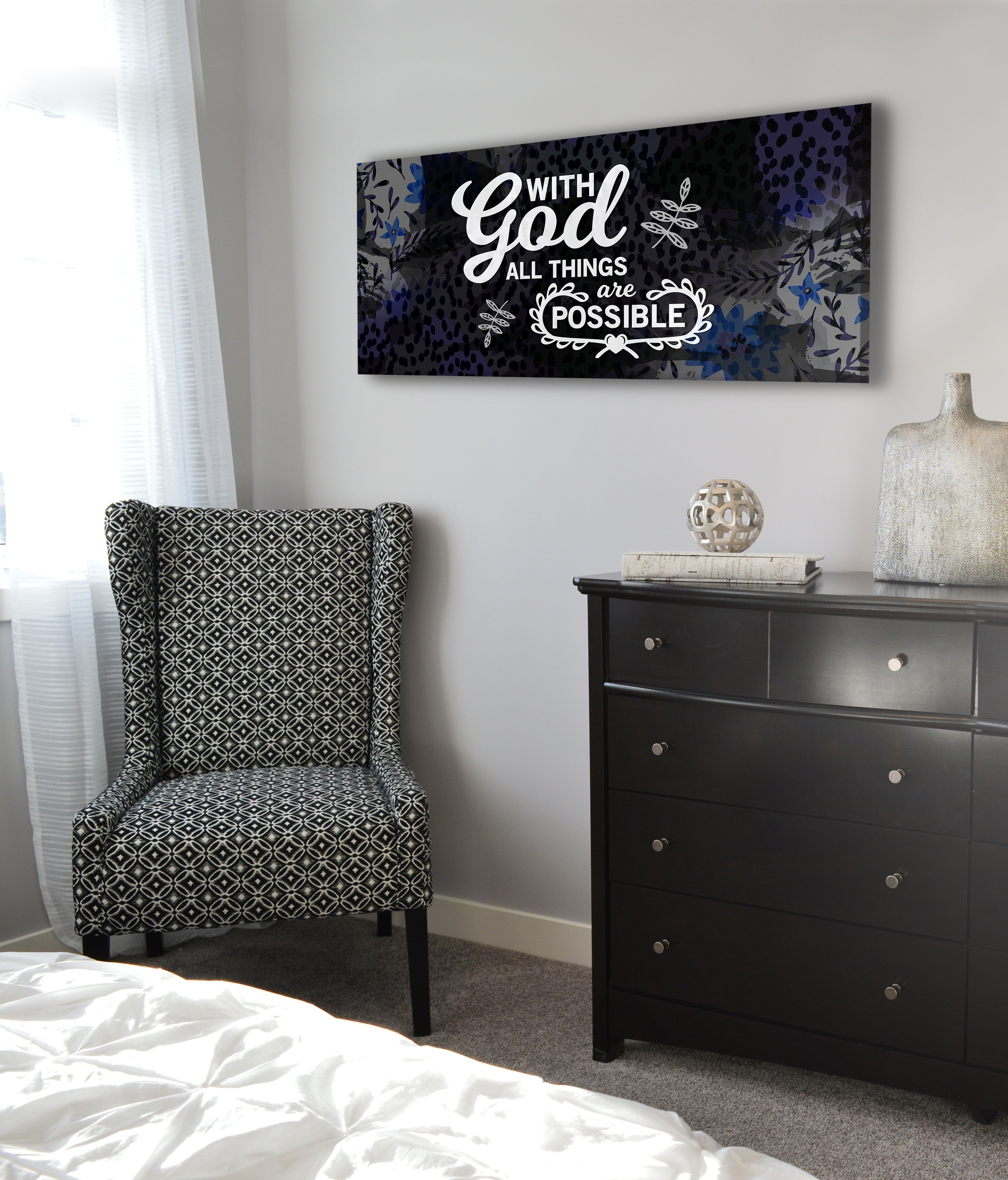 Christian Wall Art - 'With God All Things Are Possible' Wood Frame Ready-to-Hang, Buy 2 Save 20%