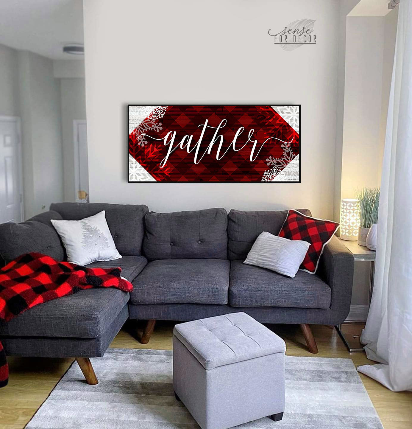 Ready-to-Hang Wood Frame Holiday Wall Art - Gather V13