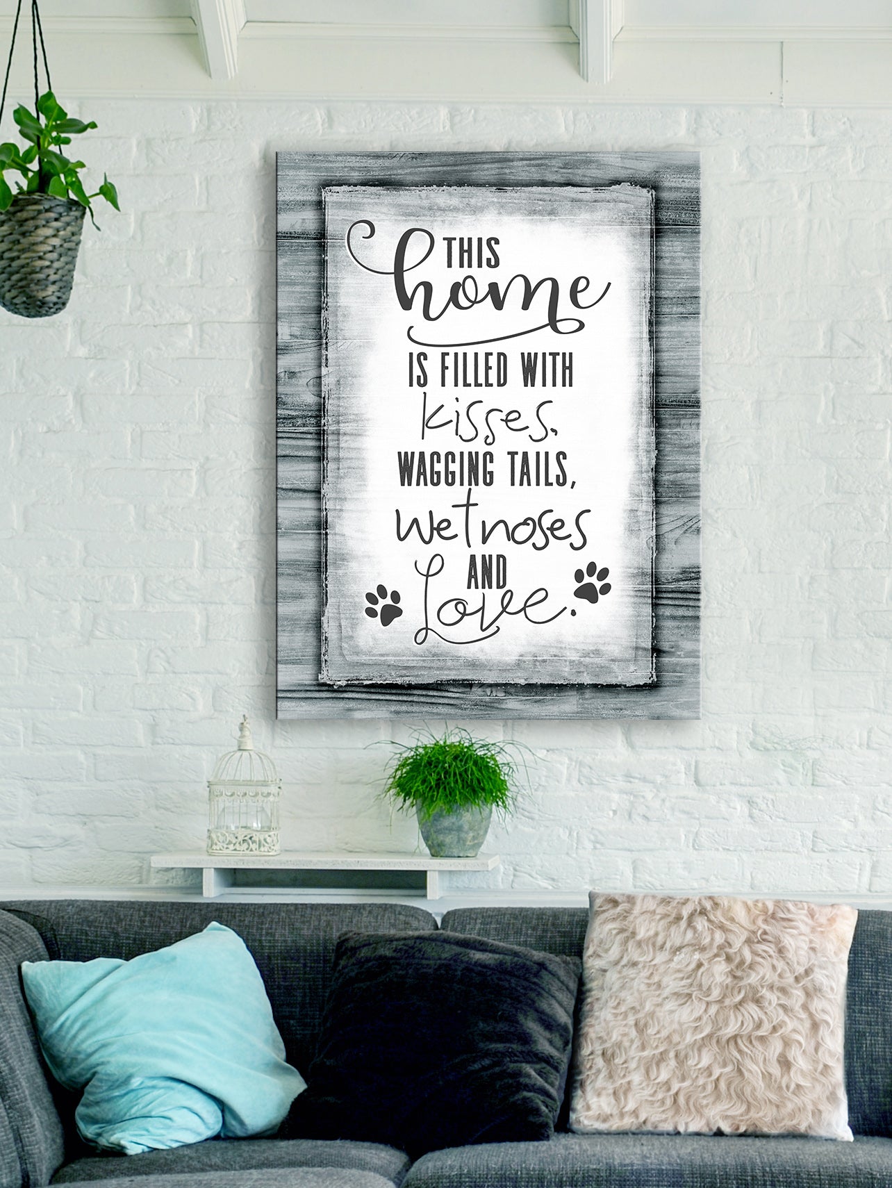 Ready - to - Hang Wood - Framed Pet Wall Art: 'This Home Is Filled With Kisses' V2