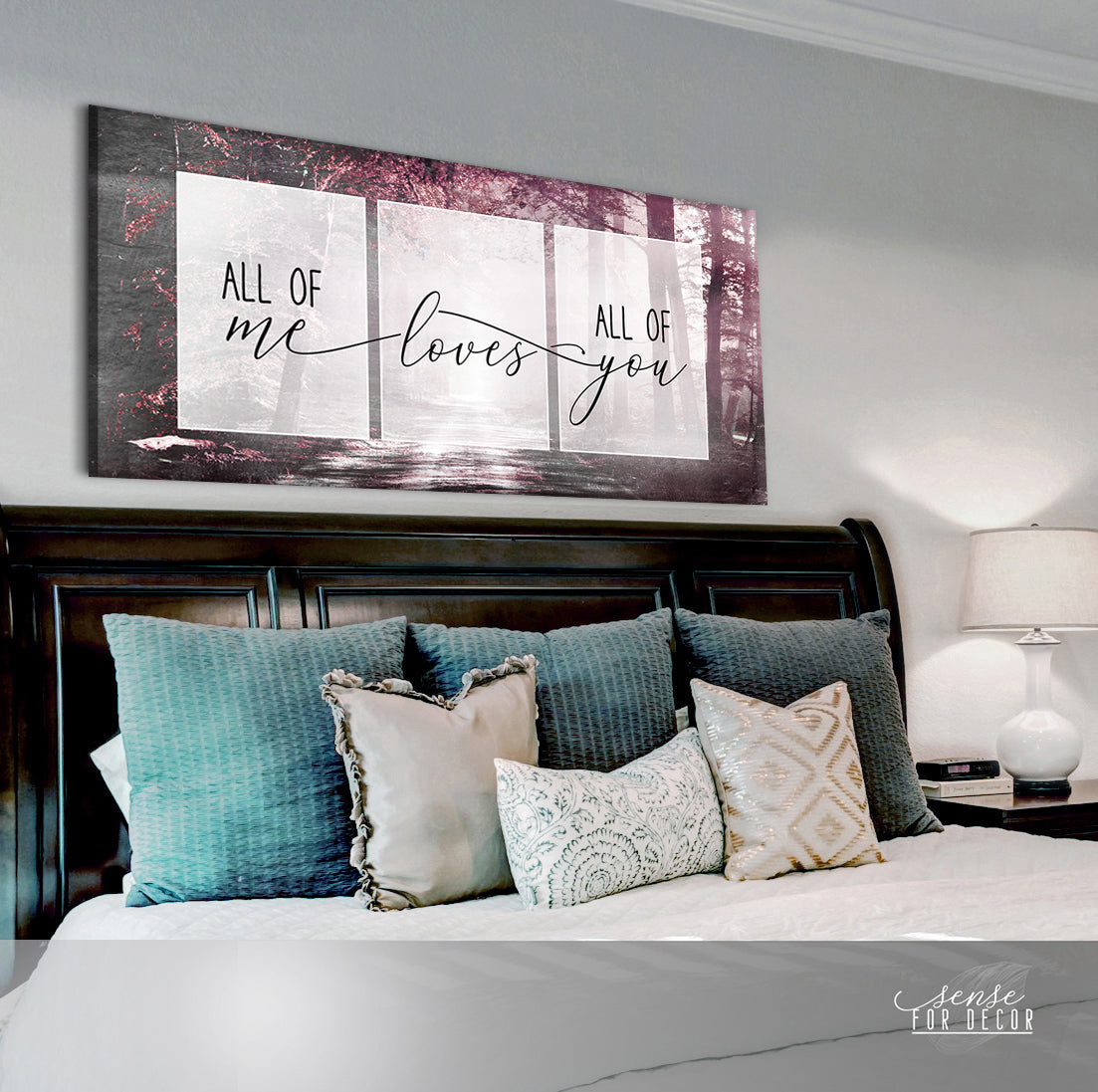 Exclusive Offer! Couples Wall Art - 'All Of Me Loves All Of You' v11 with Wood Frame, Ready To Hang