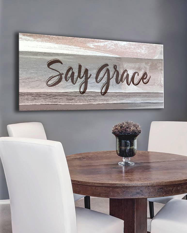 High - quality Christian 'Say Grace' Wall Art with Wood Frame, Ready to Hang