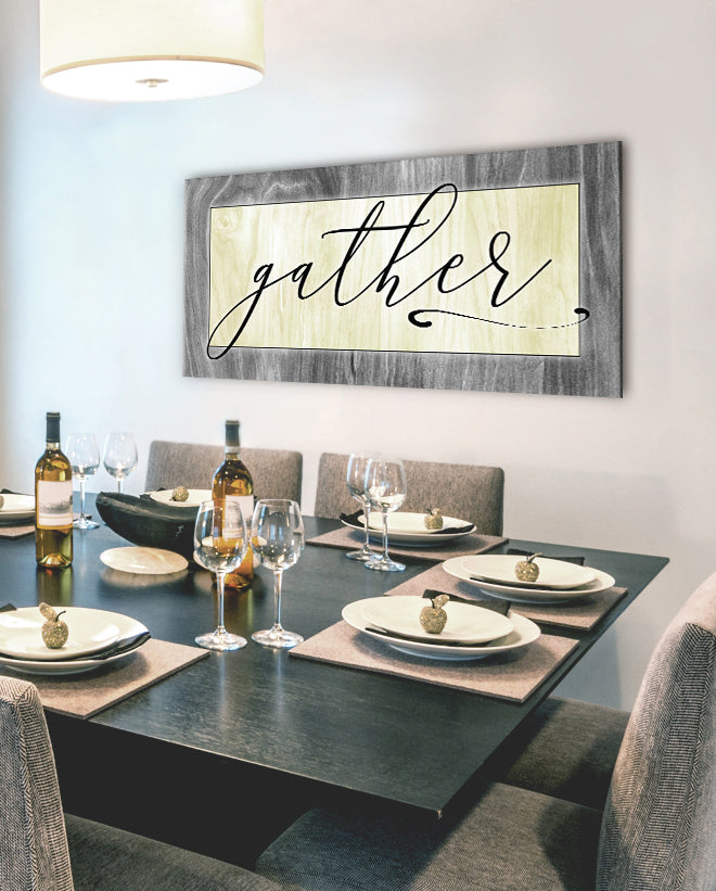 High - Quality Kitchen Wall Art: Gather V2 with Wood Frame for Easy Hanging