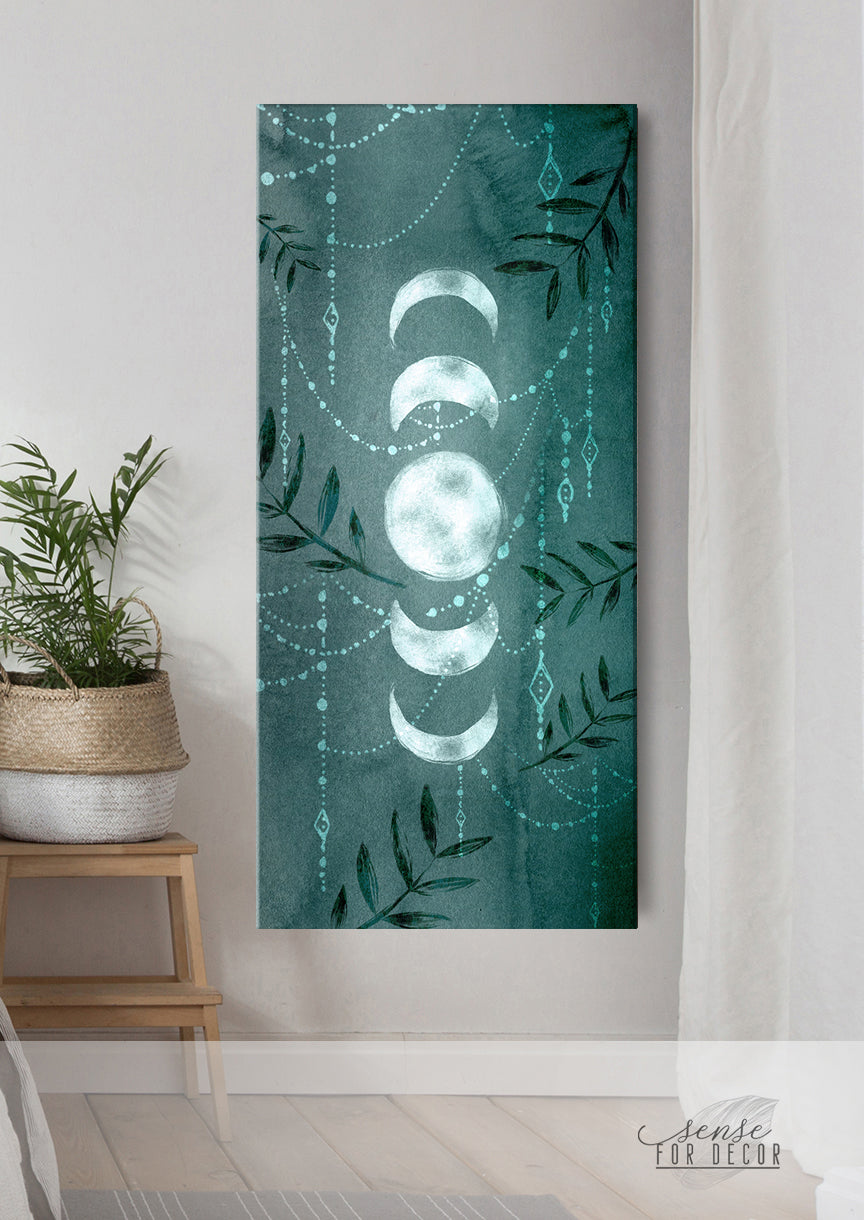 Hot! Boho Moon Phases Wall Art V3 with Wood Frame, Ready to Hang