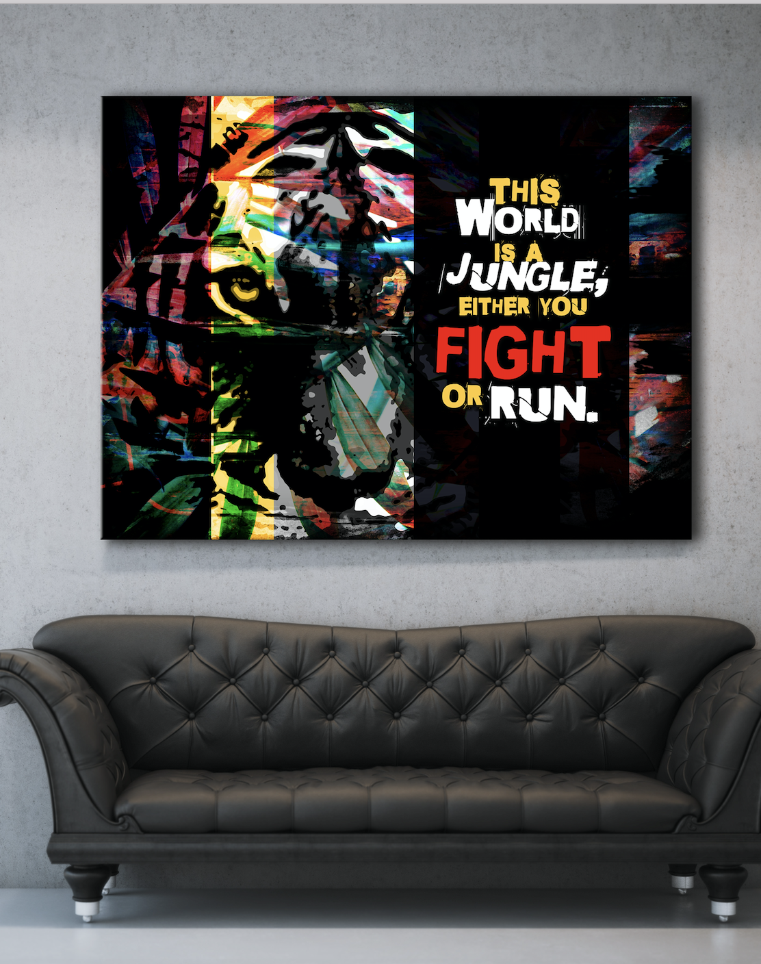 Limited Time Offer! Business Wall Art - 'World Is A Jungle' with Wood Frame, Ready to Hang