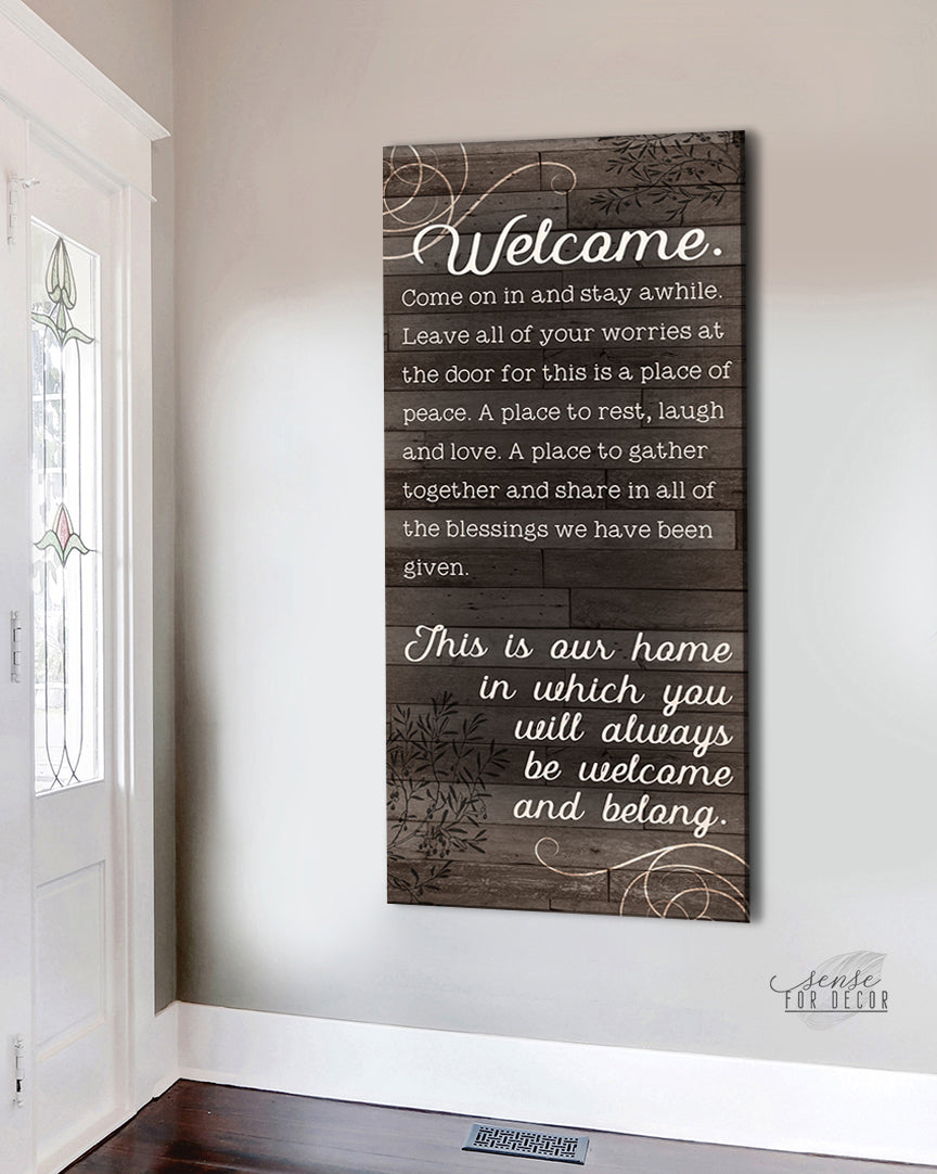 Exclusive Offer! Ready-to-Hang Wood Frame Home Wall Art: Welcome and Stay