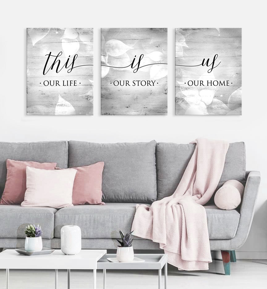 High - Quality Wood - Framed Couples Wall Art Set of 3, Ready To Hang