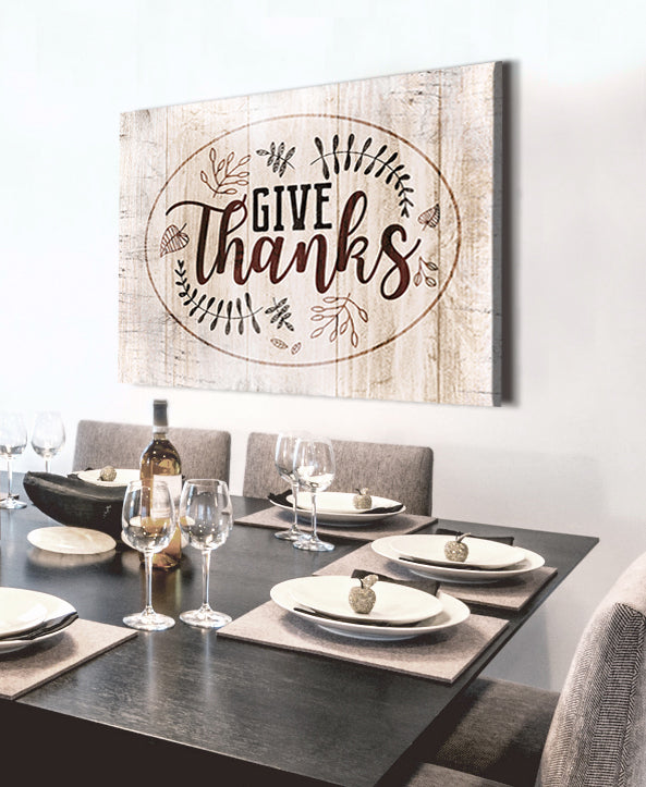 High - Quality Wood - Framed Wall Art: Give Thanks, Ready To Hang