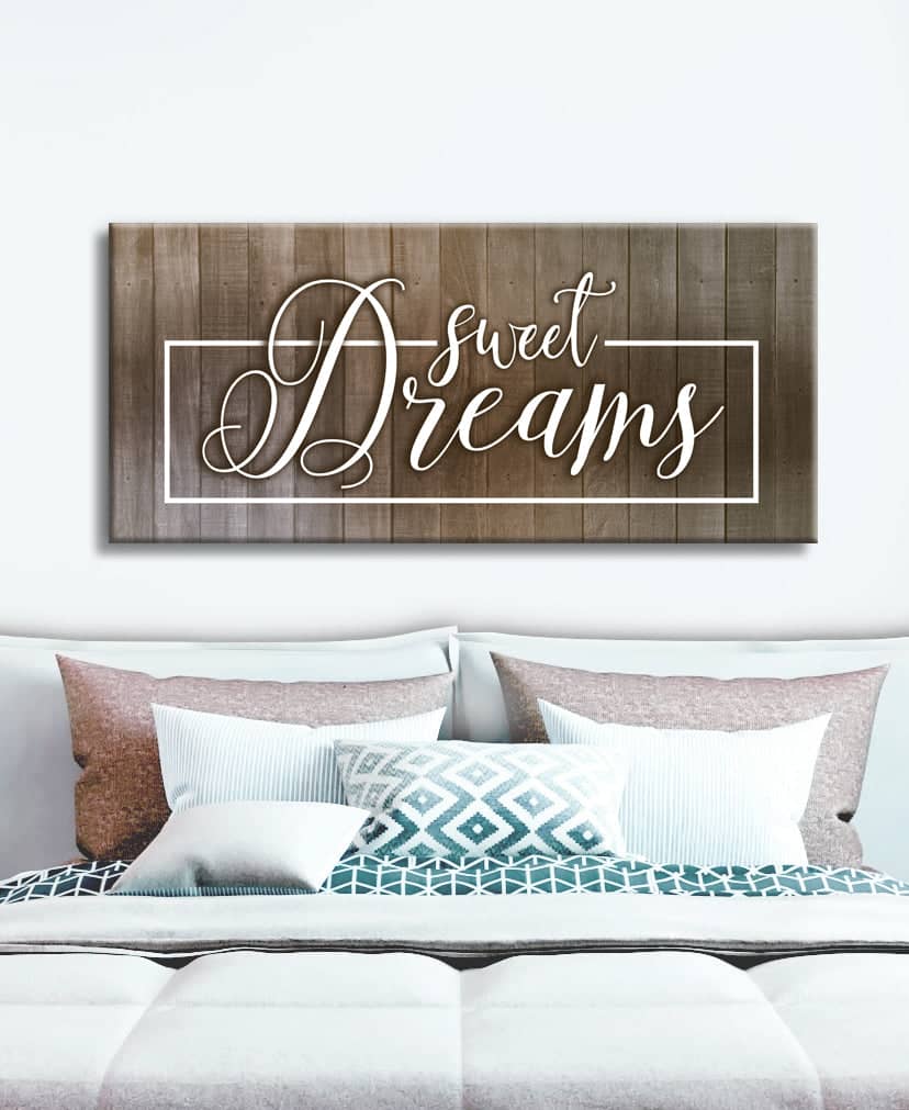 Sweet Dreams V3 Bedroom Wall Art - Wood Frame, Ready to Hang! Buy 2, Save 20%