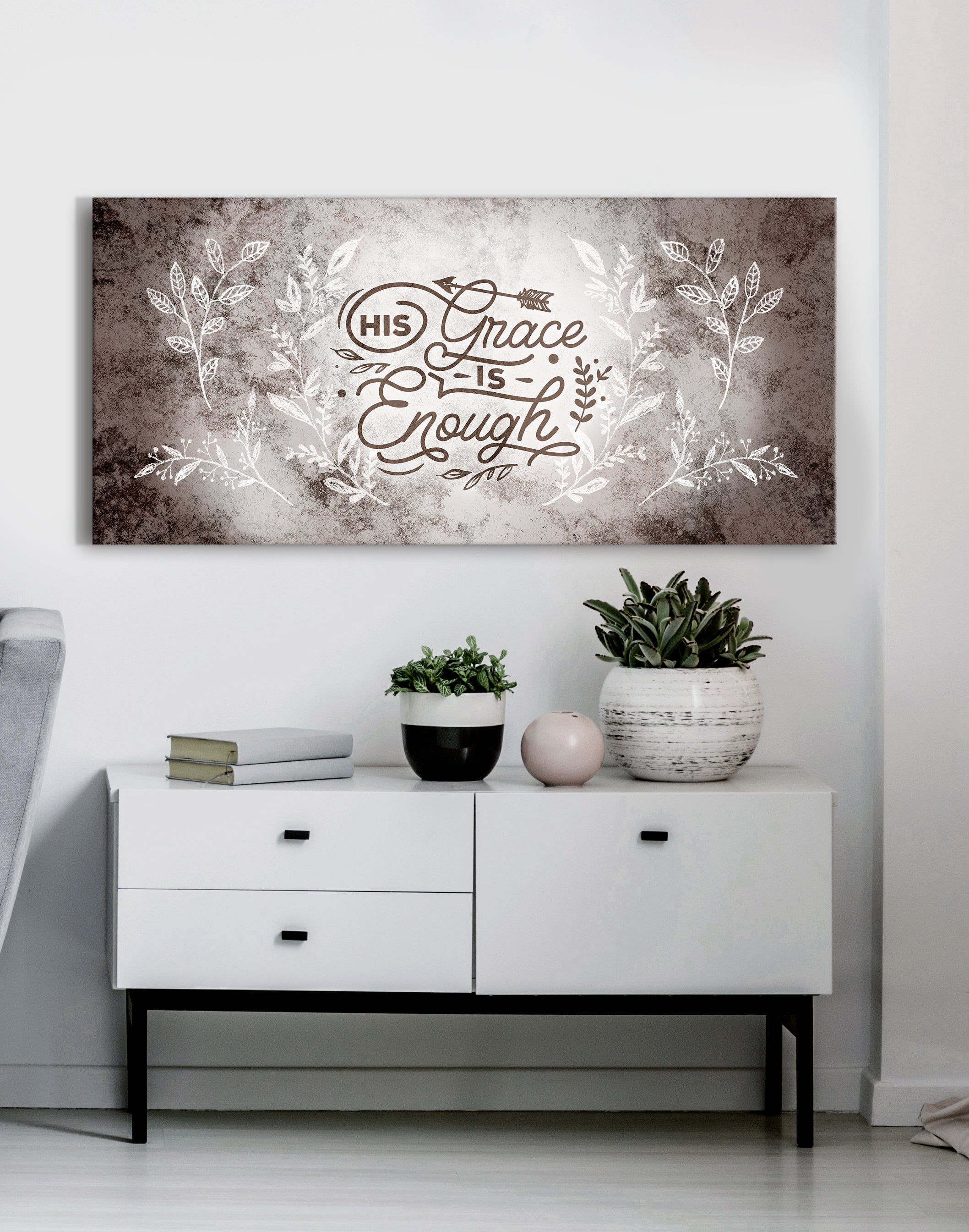 Christian Wall Art: His Grace Is Enough V3 - Ready To Hang Wood Frame! Buy 2, Save 20%