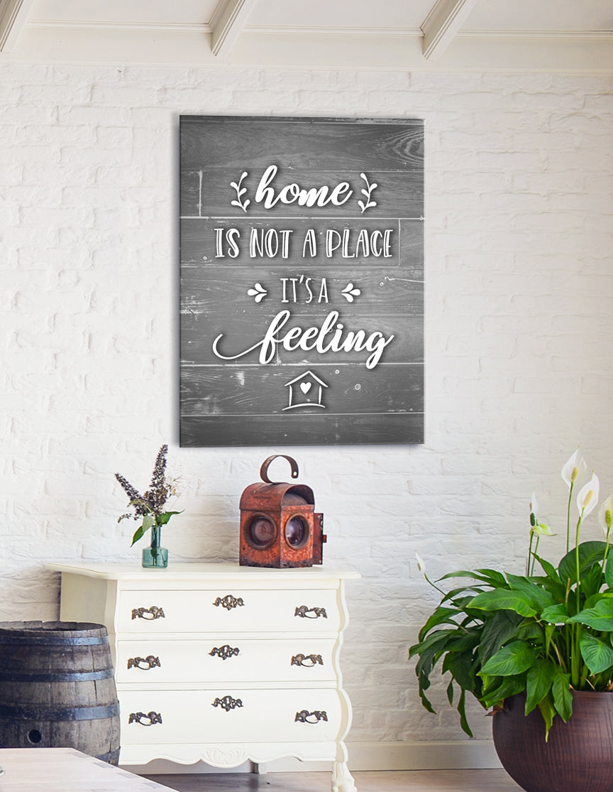 Hot! Home Wall Art - 'Home is Not a Place, It's a Feeling' V2 (Wood Frame, Ready To Hang)