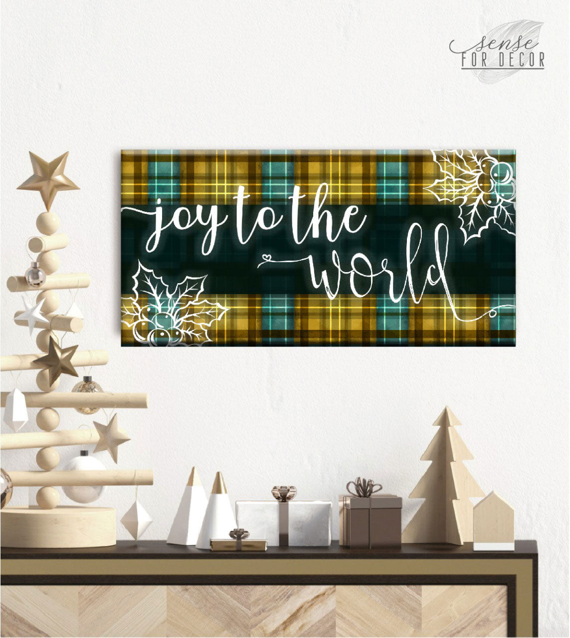 Holiday Decor: Ready-to-Hang 'Joy To The World V2' Wall Art with Wood Frame - Buy 2, Save 20%