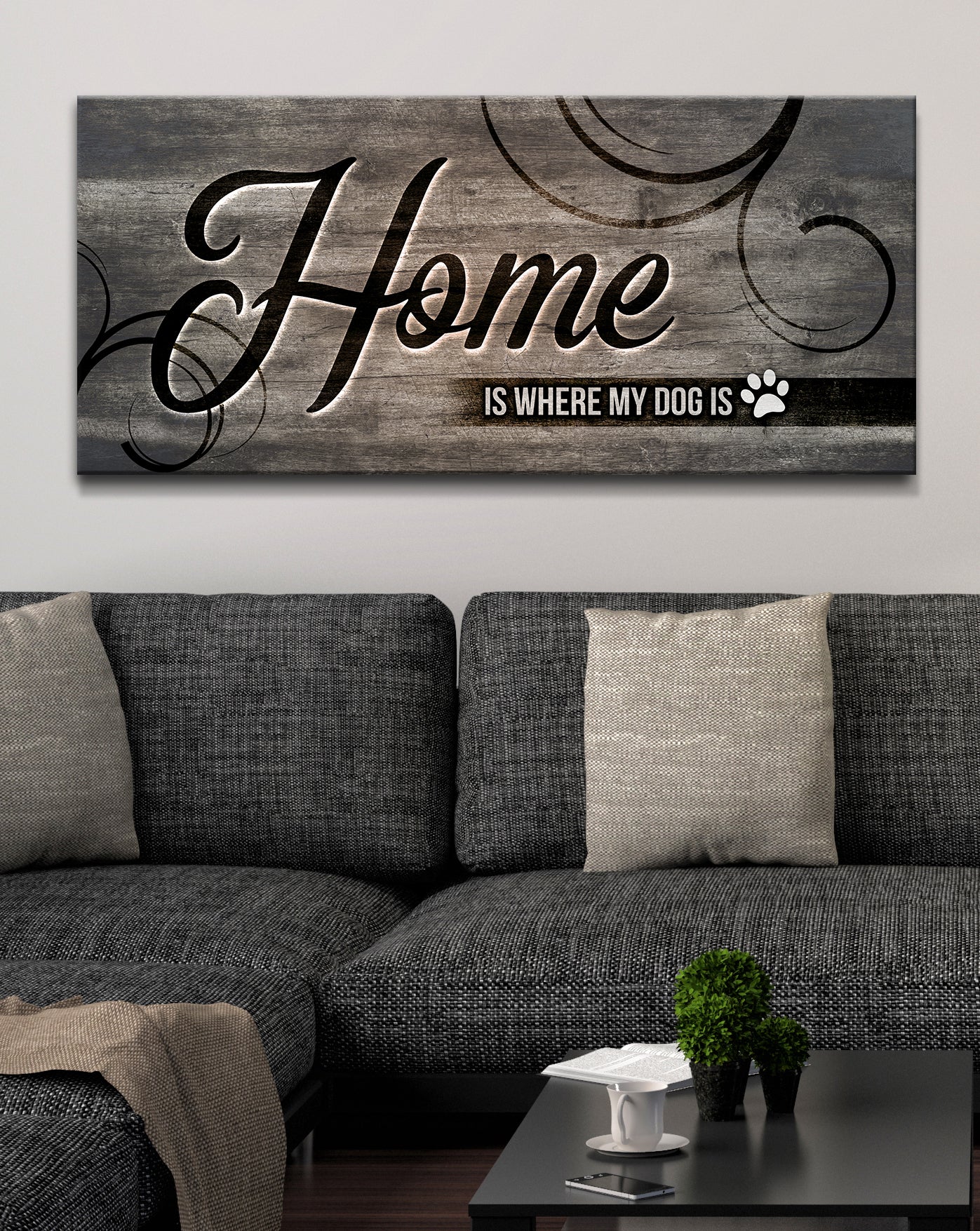 Exclusive Pet Wall Art: 'Home Is Where My Dog Is' with Wood Frame, Ready to Hang - Buy 2 Get 20% Off