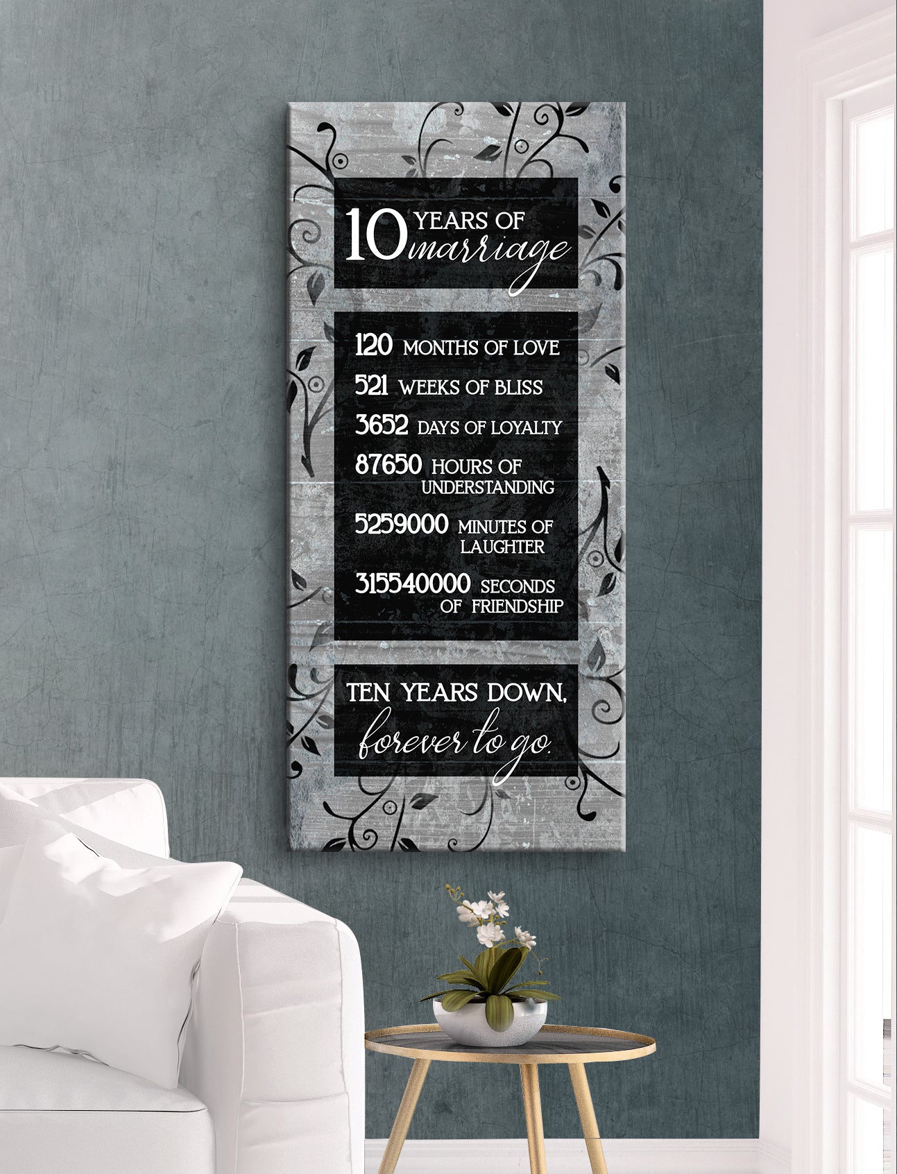 High - quality Wood - framed 10 - year Marriage Couples Wall Art, Ready to Hang