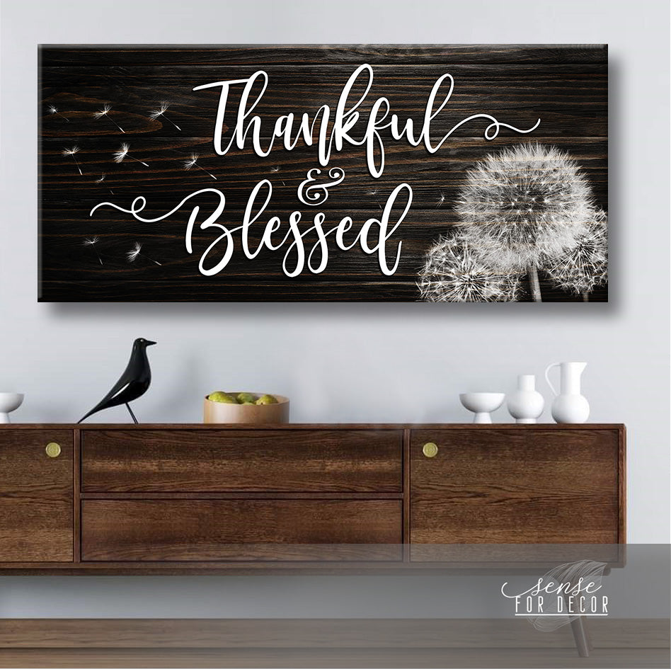 Exclusive Offer! Christian Wall Art - Thankful & Blessed V3 with Wood Frame, Ready to Hang