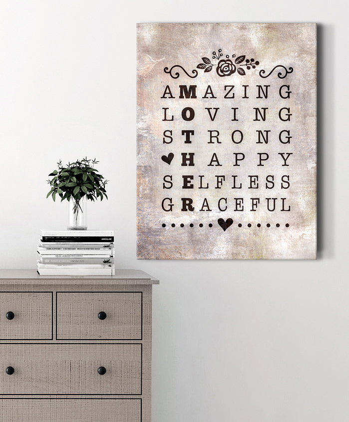 Hot! Amazing Mother Word Sign Wall Art with Wood Frame (Ready To Hang)