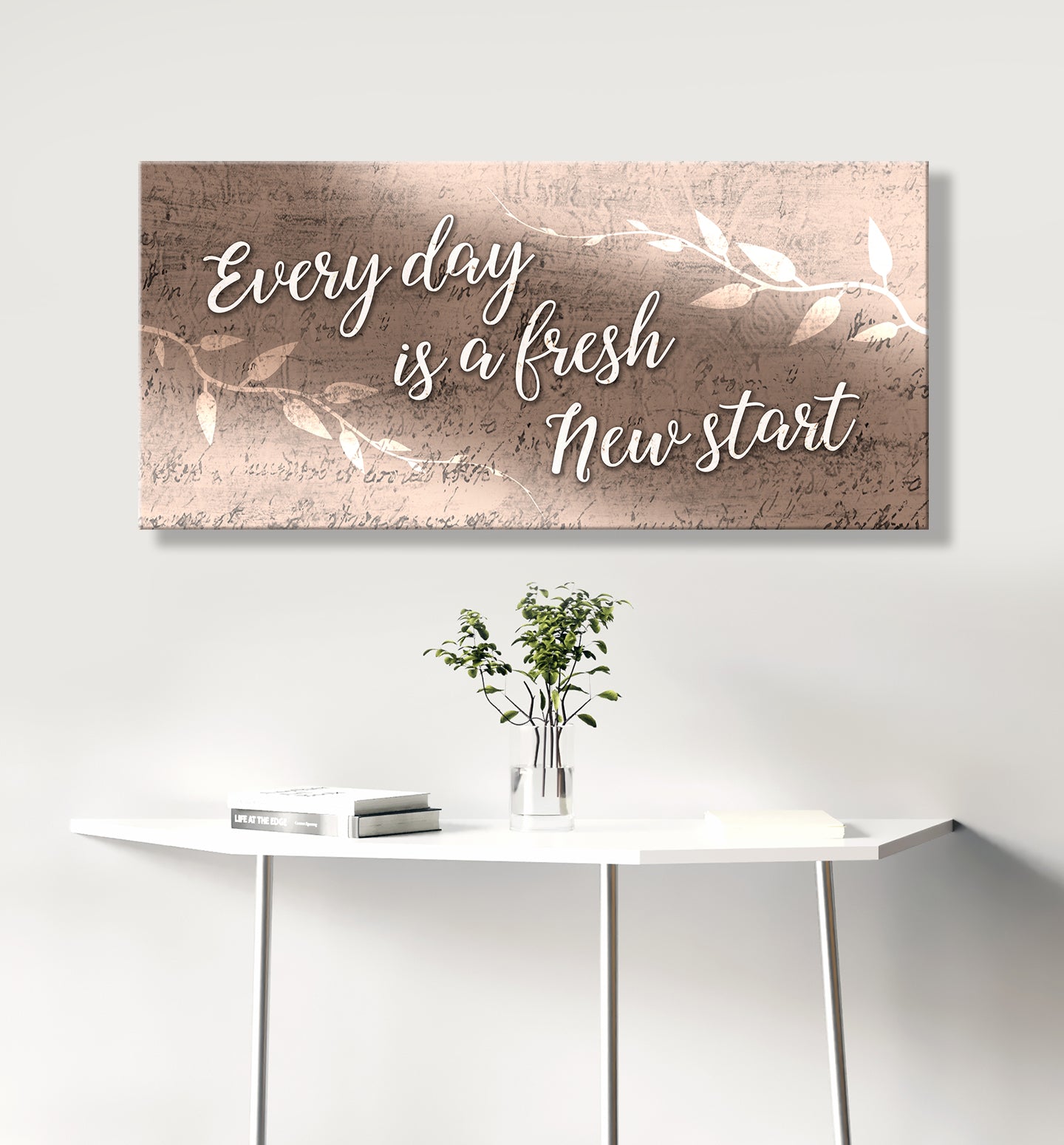 Ready-to-Hang Wood Frame Home Wall Art: A Fresh Start Every Day V2
