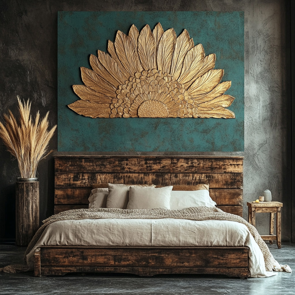 V18 Golden Blooms - Stunning Botanical Wall Art for Sophisticated Spaces
