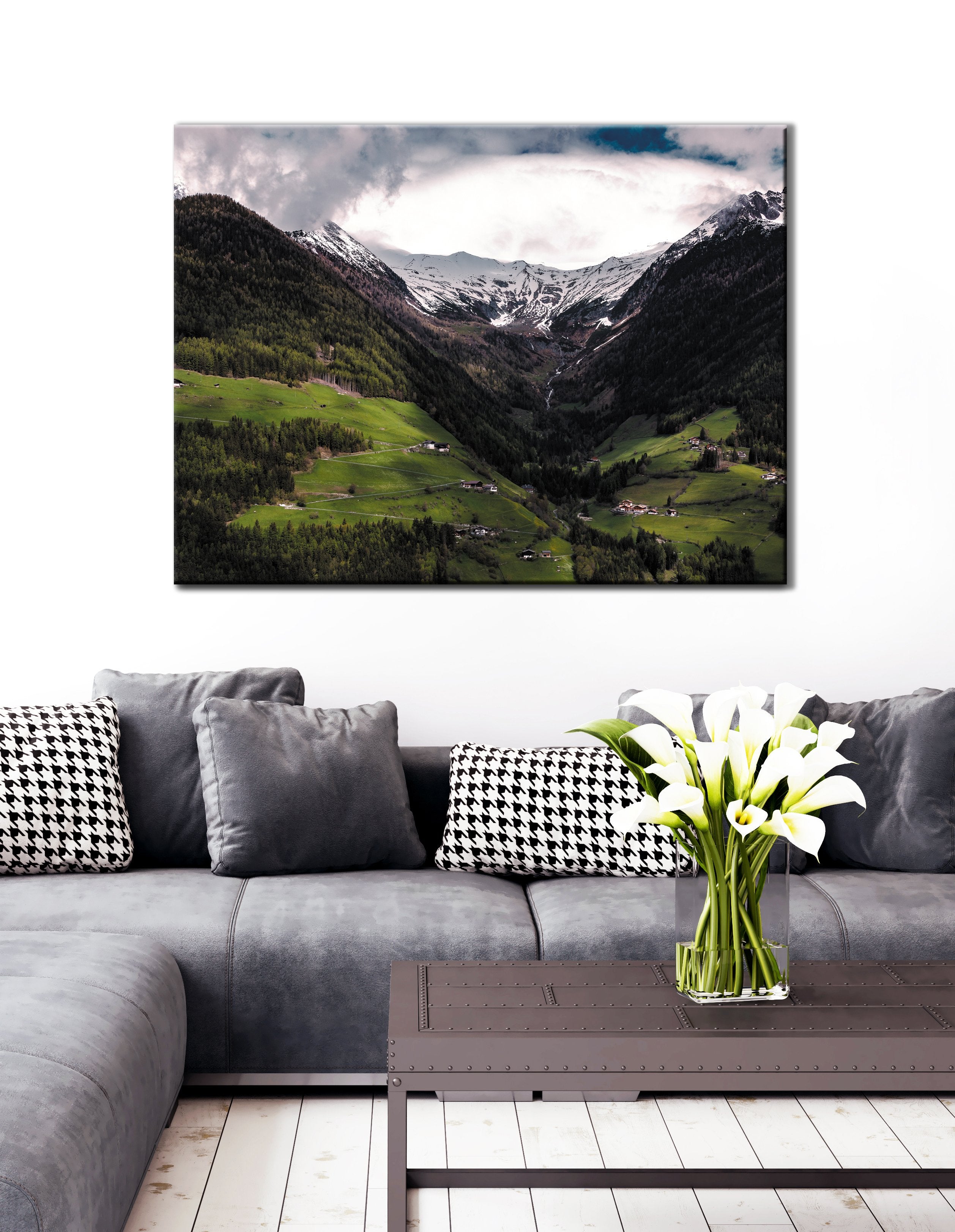 High - Quality Wood - Framed Mountain Landscape Wall Art, Ready To Hang